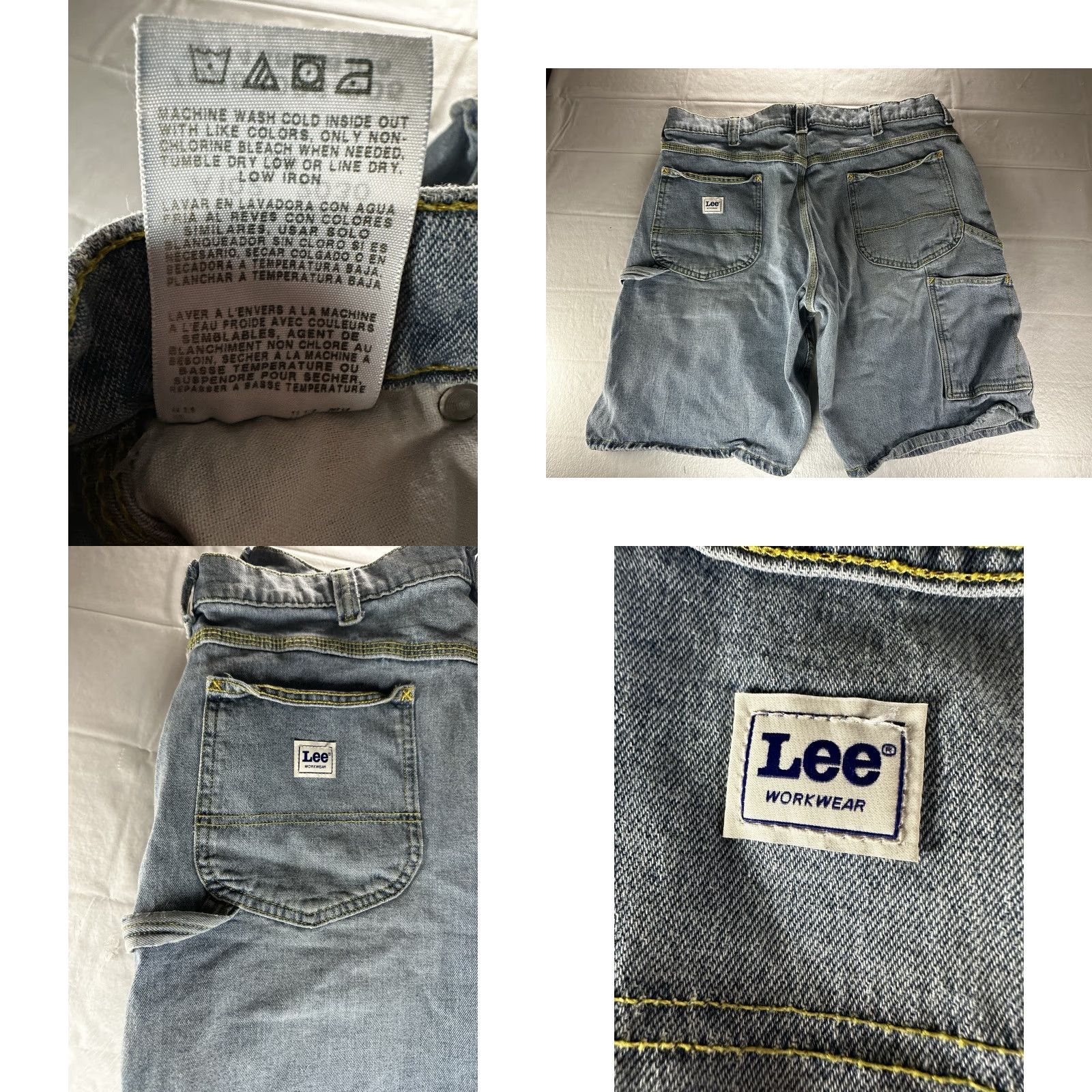 Lee VTG Lee Work Dungarees Mens Carpenter Shorts Size 38 Blue Denim Size US 38 / EU 54 - 9 Thumbnail