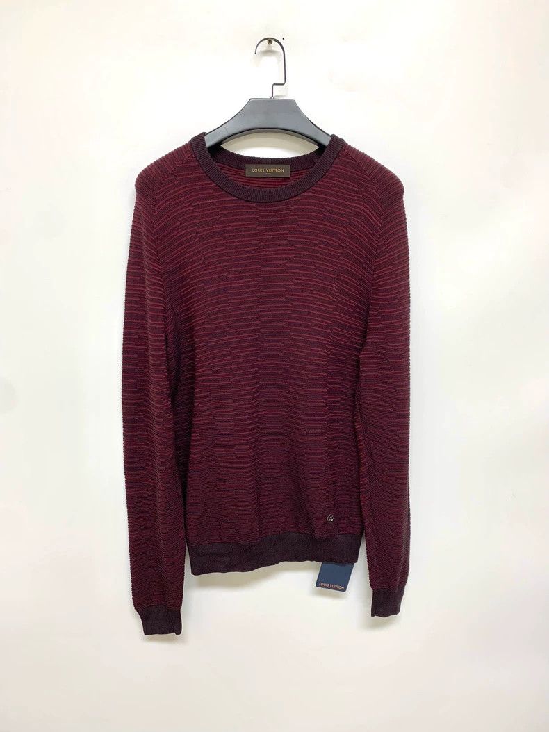 Louis Vuitton Louis Vuitton Burgundy striped knit sweater Size US L / EU 52-54 / 3 - 1 Thumbnail