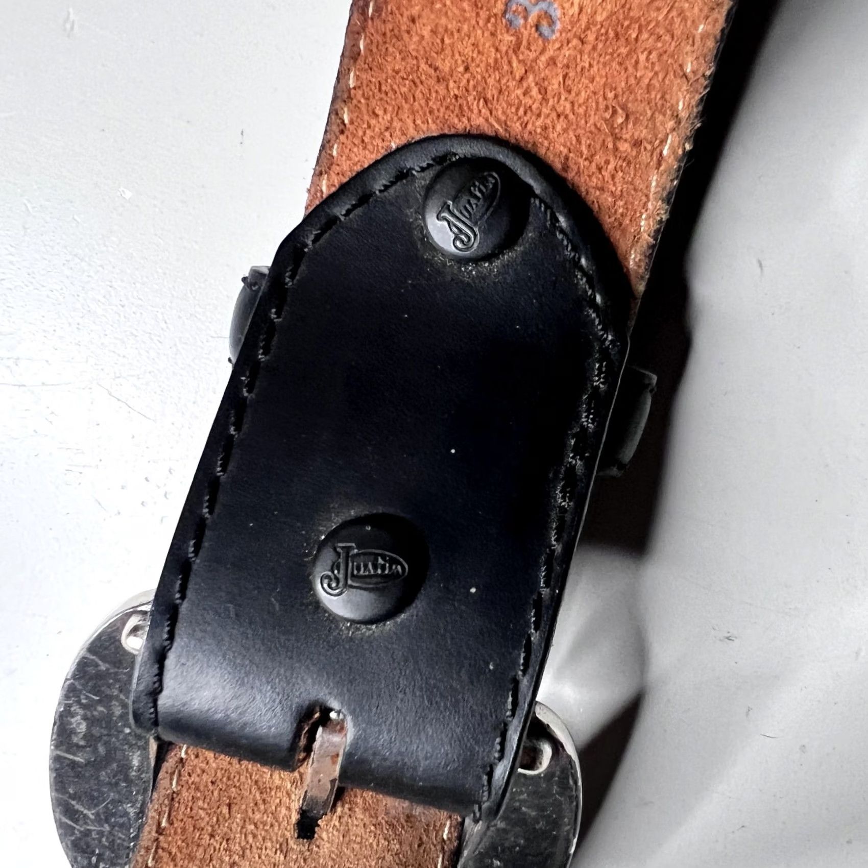 Vintage Justin Leather Belt Mens 38 Brown Western Silver Buckle Braided Lacing Cowboy Belt Size 38 - 7 Thumbnail