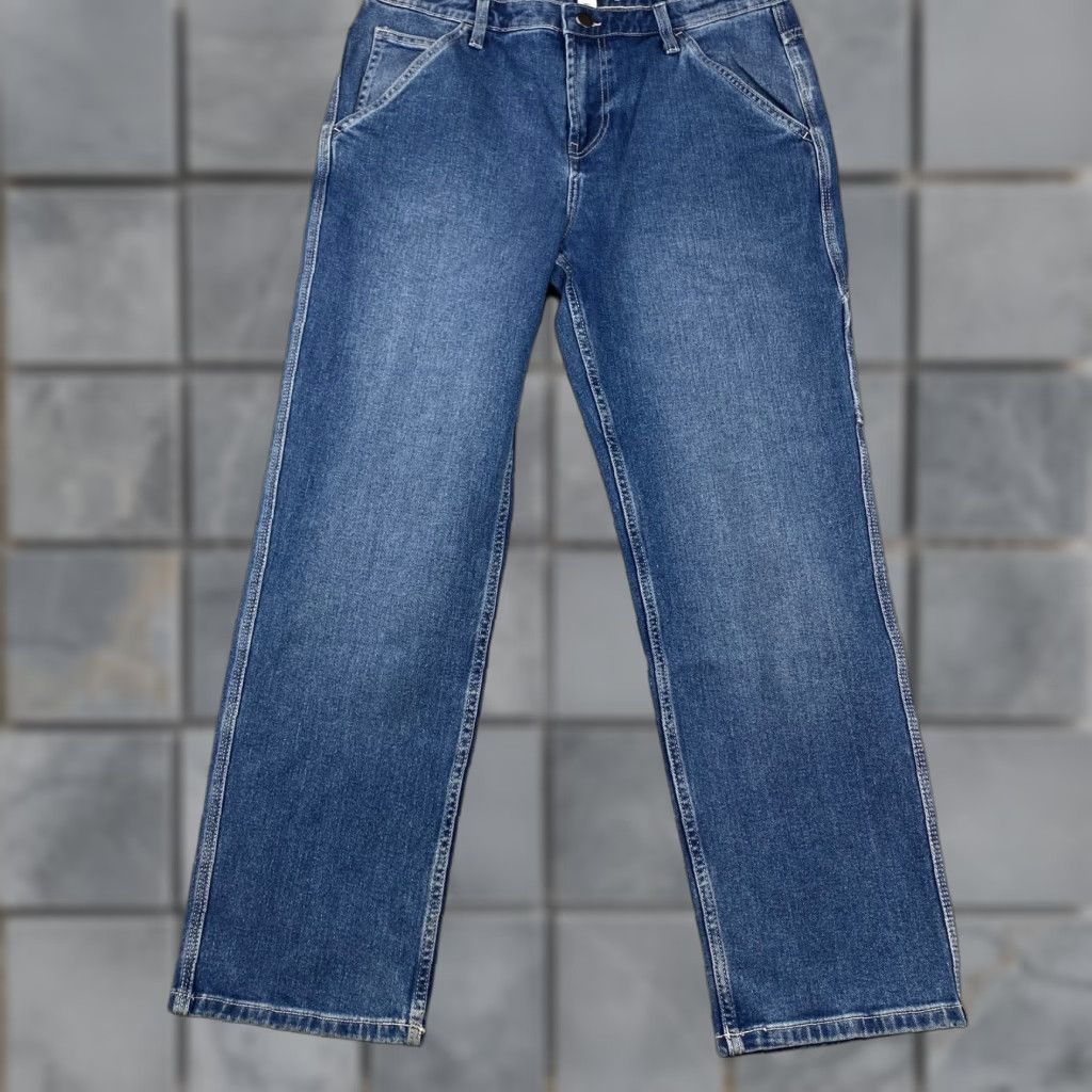 Essentials Amazon Jeans Mens 33X30 Blue Straight Leg Pockets Slimming Stretch Denim 5-Pocket Design Regular Blue Mens Jeans Size US 33 - 1 Thumbnail