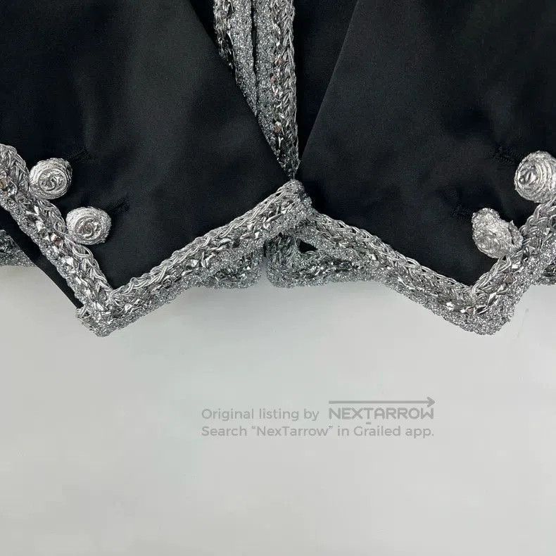 Chanel Chanel Black Silver Satin Coat. Size US XS / EU 42 / 0 - 7 Thumbnail