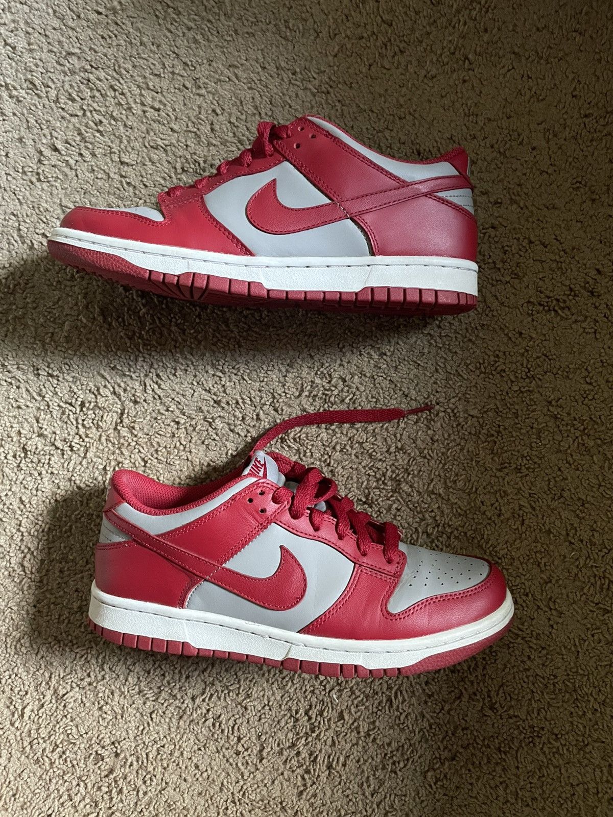 Nike Nike Dunk Low Medium Grey/Varsity Red-White Size 7 Women Size US 7 / IT 37 - 2 Thumbnail