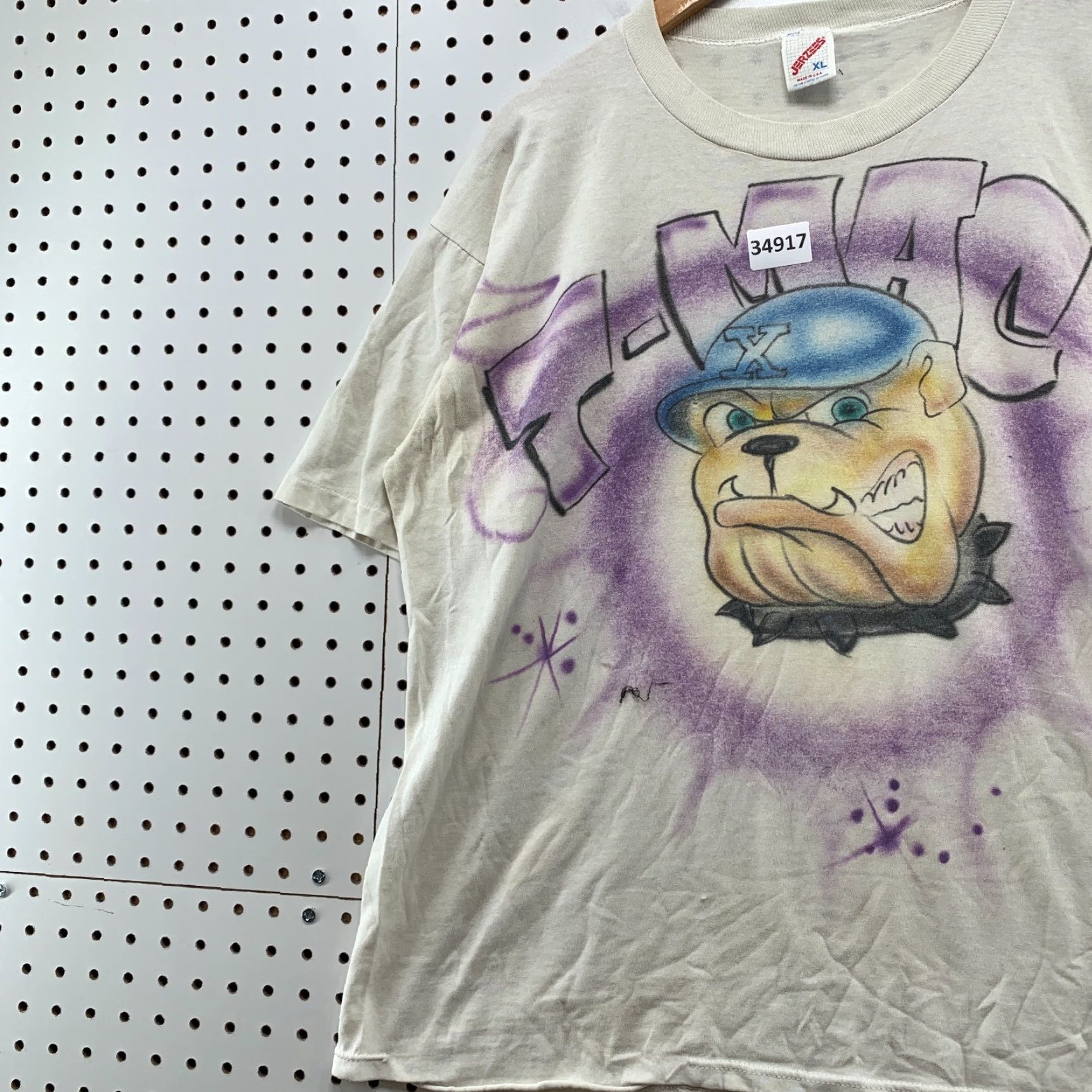Vintage Vintage 90s Bulldog Air Brushed T-Shirt Men XL White Retro 90s Graphic Made USA Size US XL / EU 56 / 4 - 3 Thumbnail