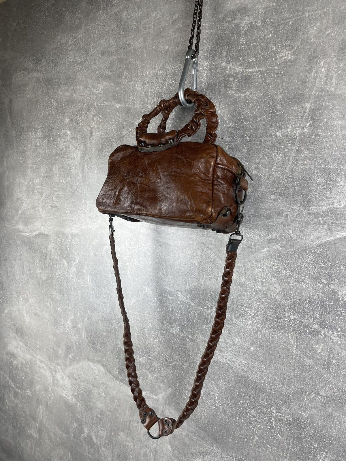 Genuine Leather Vintage Brown Leather Barrel Bag Mini Wrist & Crossbody Bag Size ONE SIZE - 7 Thumbnail