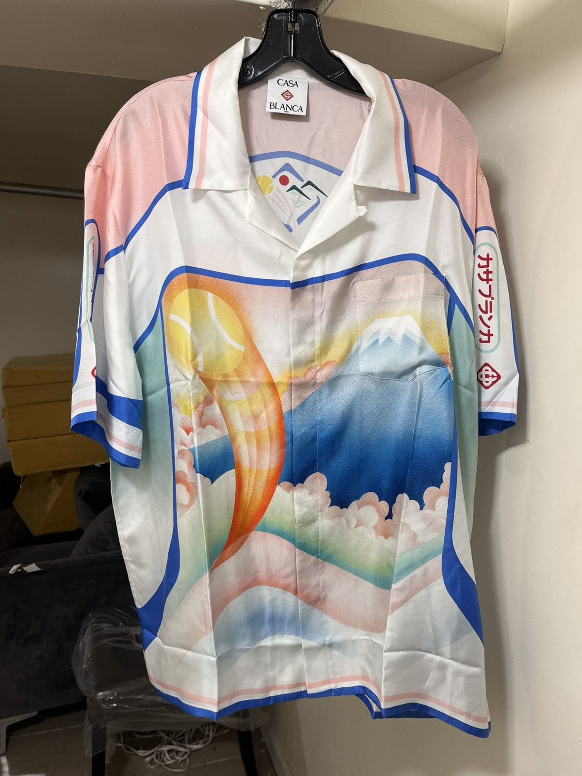 Casablanca Fuji Dream Cuban Collar Short Sleeve Shirt Sz XL Size US XL / EU 56 / 4 - 1 Thumbnail
