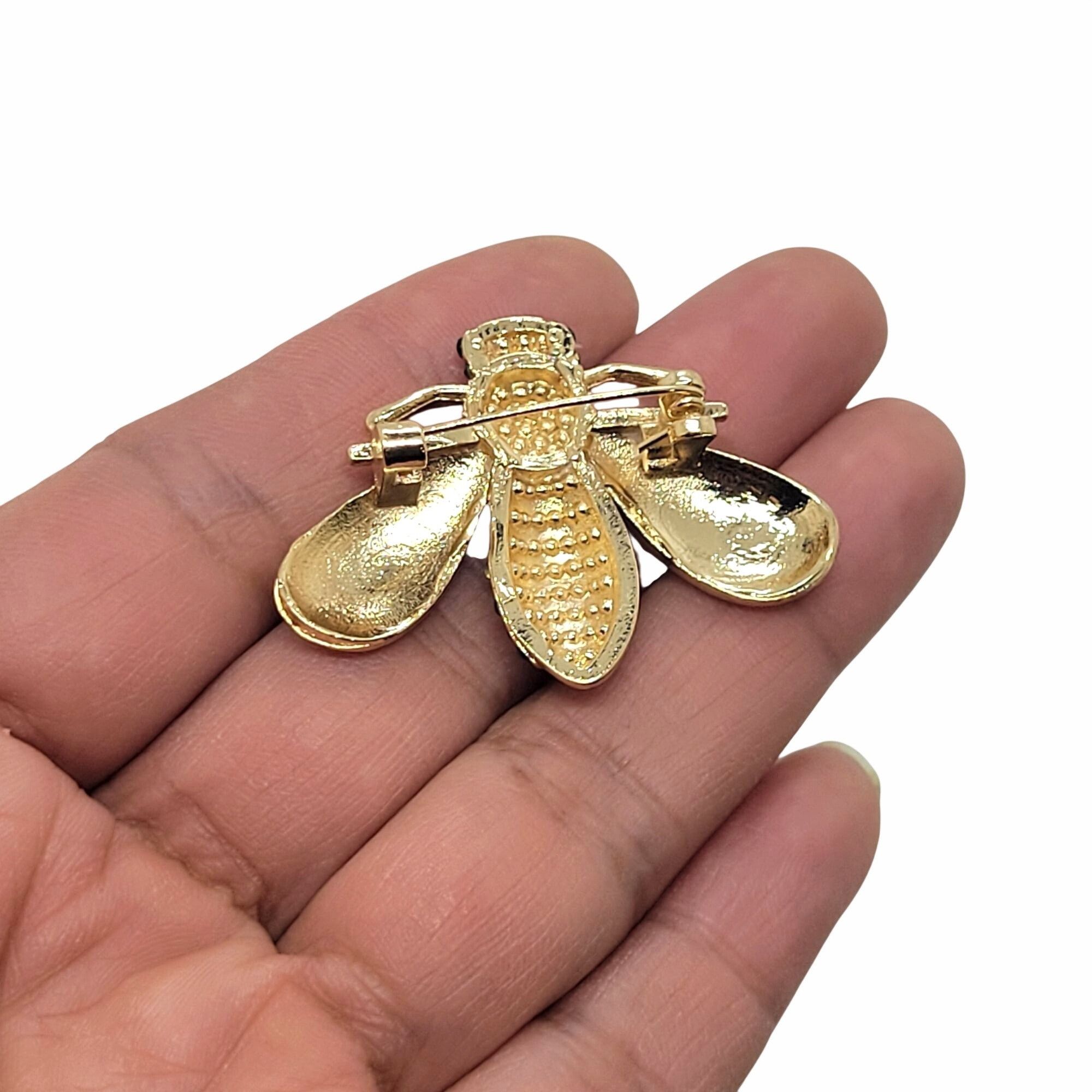 Other ✨Elegant Vintage Style Gold Bee Pin with Yellow Rhinestones Size ONE SIZE - 3 Thumbnail