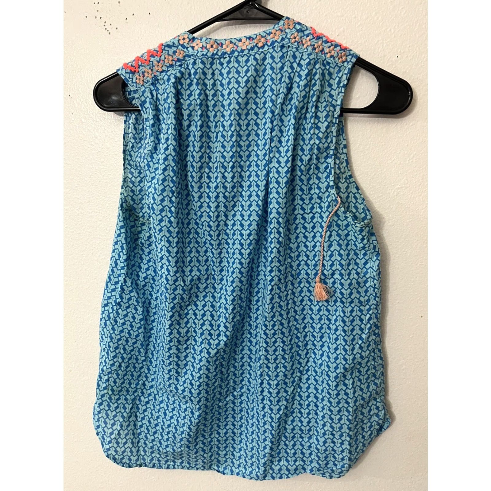J.Crew VINTAGE J.CREW Sleeveless Blouse Women Size 4 Neon Orange Embroidered Accent Bib Top Size S / US 4 / IT 40 - 2 Thumbnail