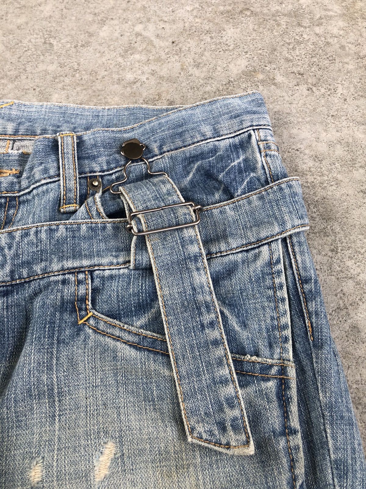 PPFM Japanese PPFM Double Waist Distressed Jeans Size US 33 - 15 Thumbnail