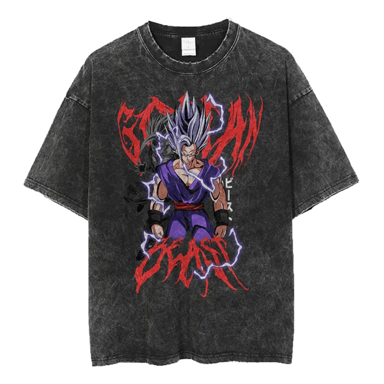 Anime × Japanese Brand Gohan Beast Vintage Washed Oversized T-Shirt Size US L / EU 52-54 / 3 - 1 Thumbnail