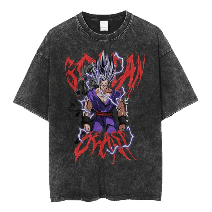 Japanese Brand Gohan Beast Vintage Washed Oversized T-Shirt | Grailed