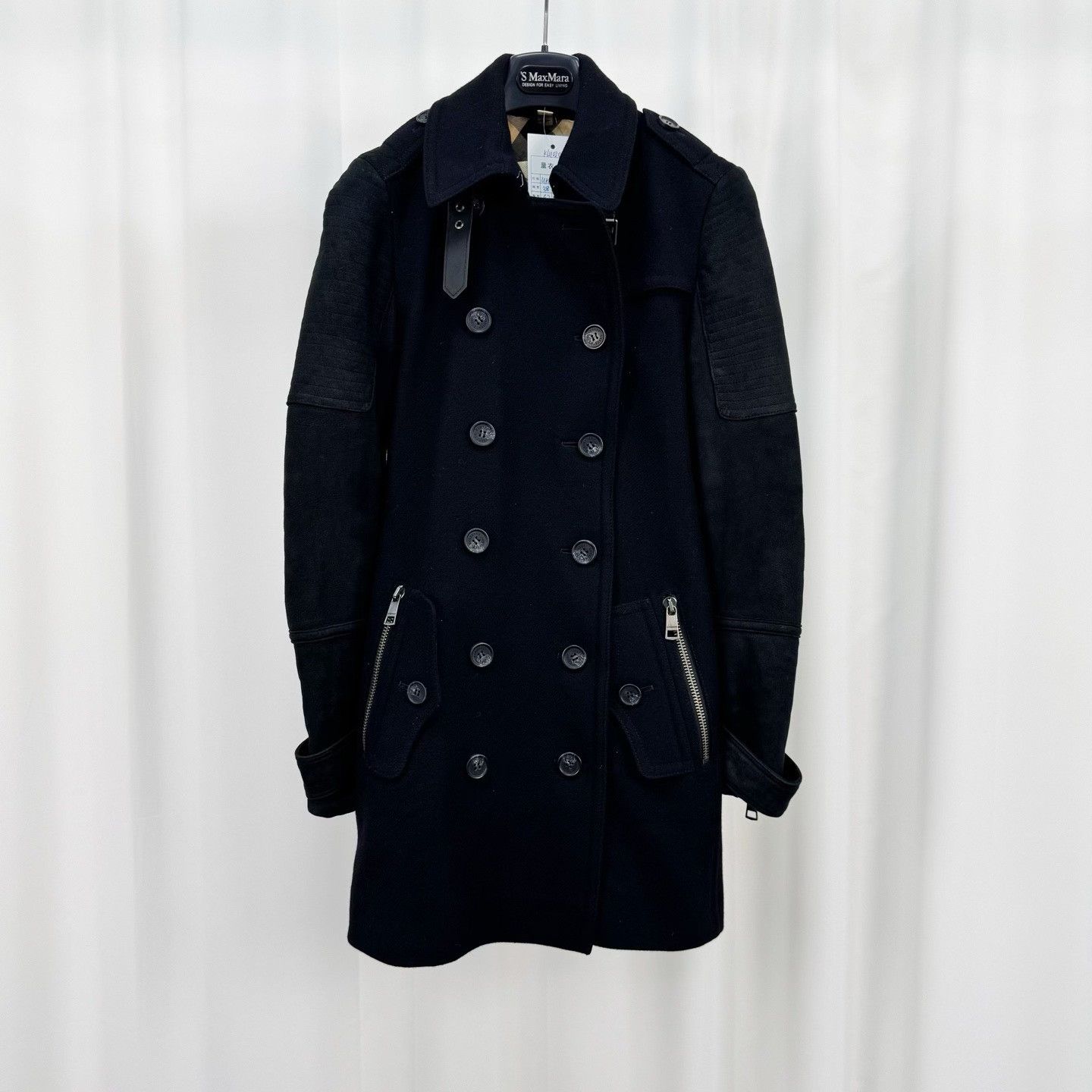 Burberry Burberry Double-Breasted Wool Leather Panel Coat Size XXS / US 00 / IT 34 - 1 Thumbnail
