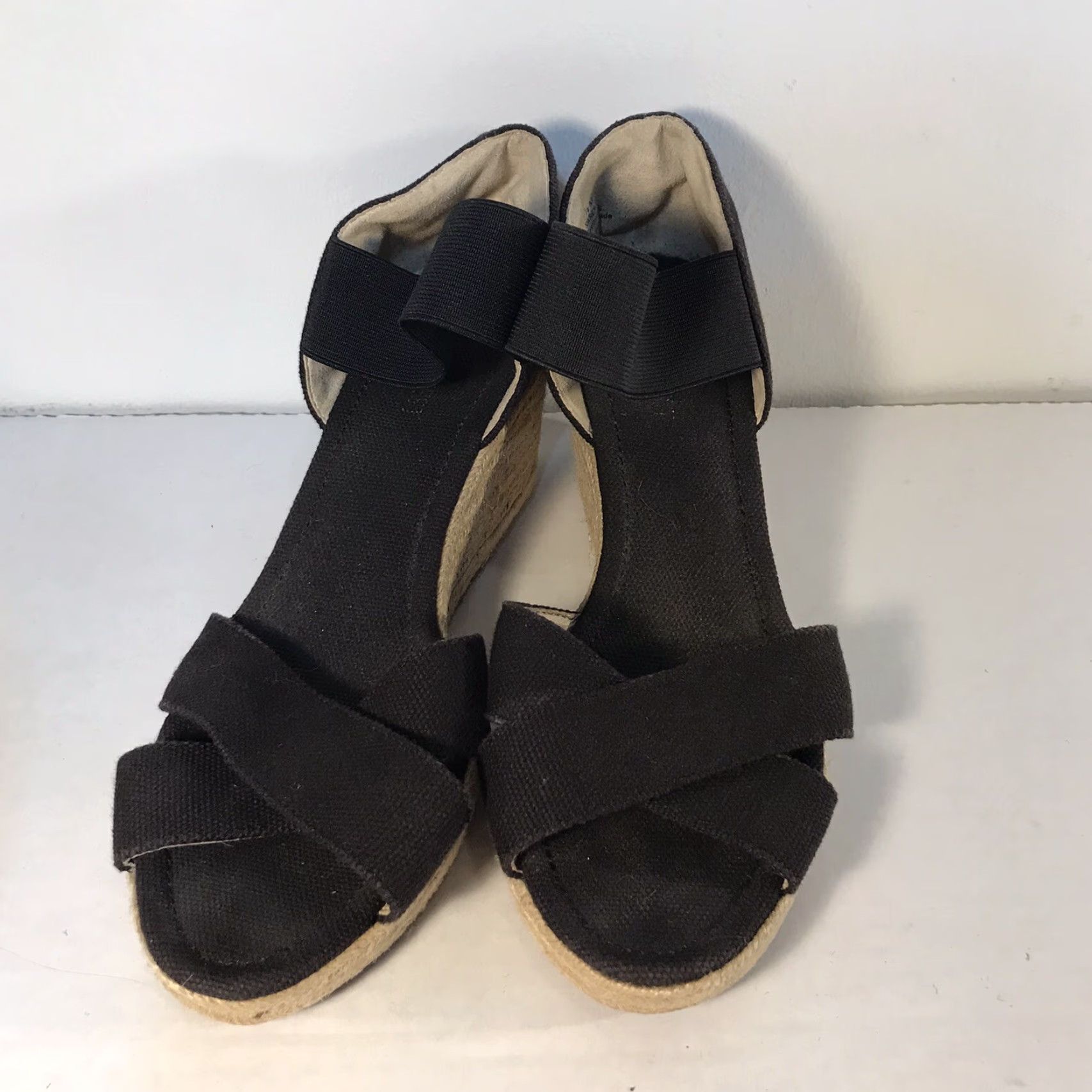 Nine West Nine West Black Fabric Wedge Slides with Ankle Strap Women’s Size 7.5 - High Heel 3in Size US 7.5 / IT 37.5 - 2 Thumbnail