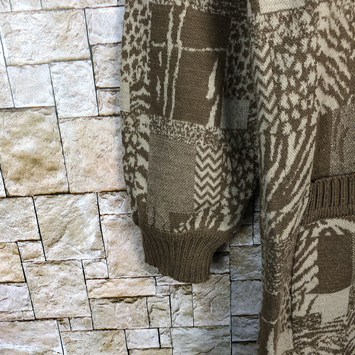 Homespun Knitwear Tokyo vintage Brown knitwear Patterned long Cardigans #A410 Size M / US 6-8 / IT 42-44 - 7 Thumbnail