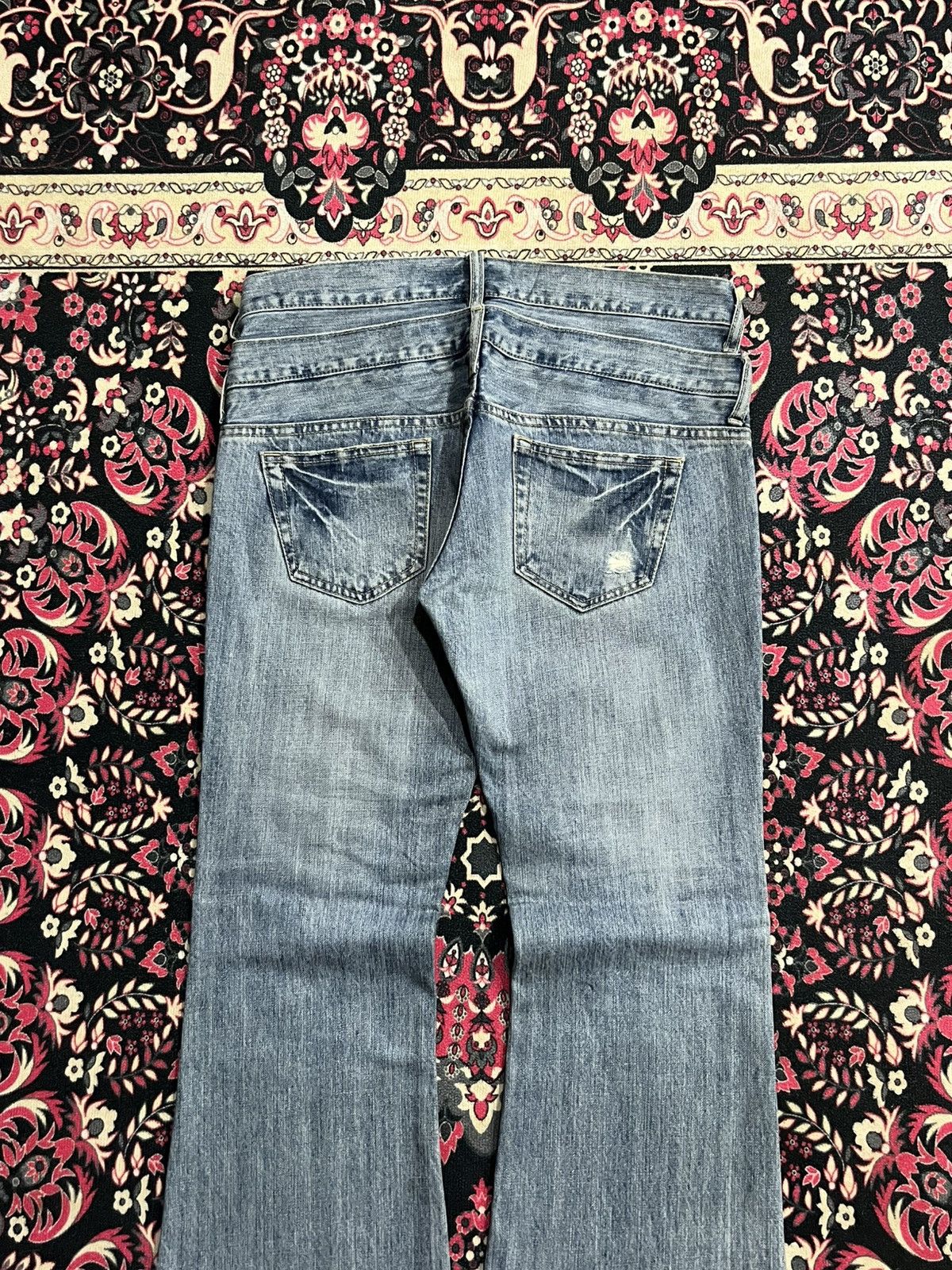 If Six Was Nine Vintage Villand Double Waist Blue Washed Distress Flare Jean Size US 32 / EU 48 - 5 Thumbnail