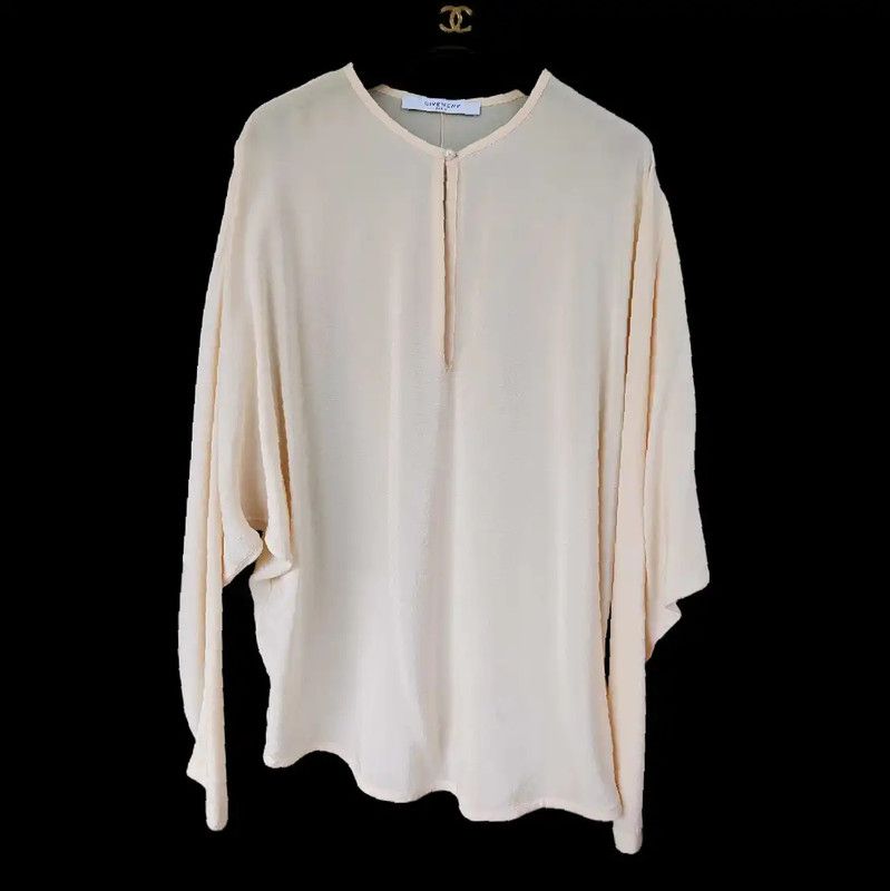 Givenchy Silk Long Sleeve Shirt in Off White 0089