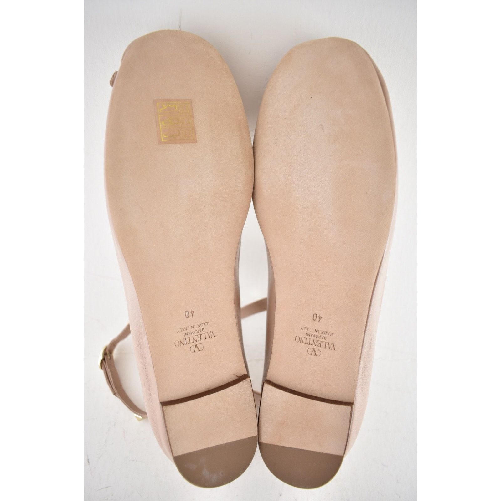 Valentino Valentino Rockstud Nude Leather Stud Ankle Strap Ballerina Size US 10 / IT 40 - 20 Thumbnail