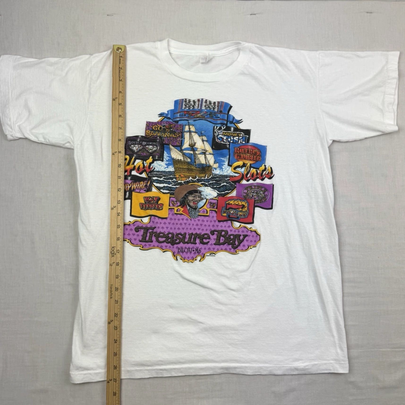Vintage VINTAGE Short Hills Tee T-Shirt Male XL White Pirate Casino Gambling 90s Slot Machines Graphic Print Crew Neck Short Sleeve Mens XL 90s Theme Size US XL / EU 56 / 4 - 7 Thumbnail