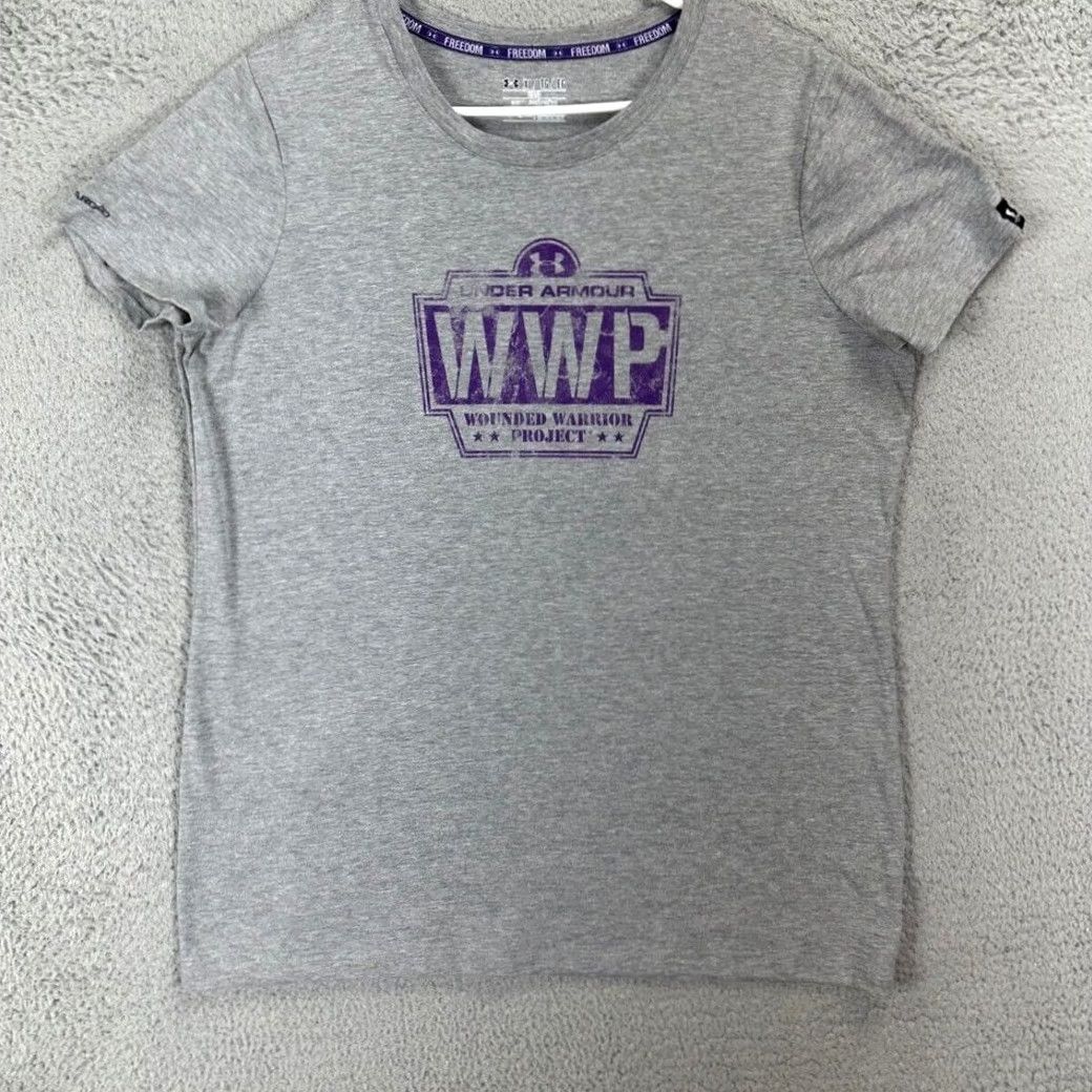 Under Armour VINTAGE Under Armour Shirt Womens XL Gray Heat Gear Wounded Warrior Project Crewneck Tee Size XL / US 12-14 / IT 48-50 - 2 Thumbnail