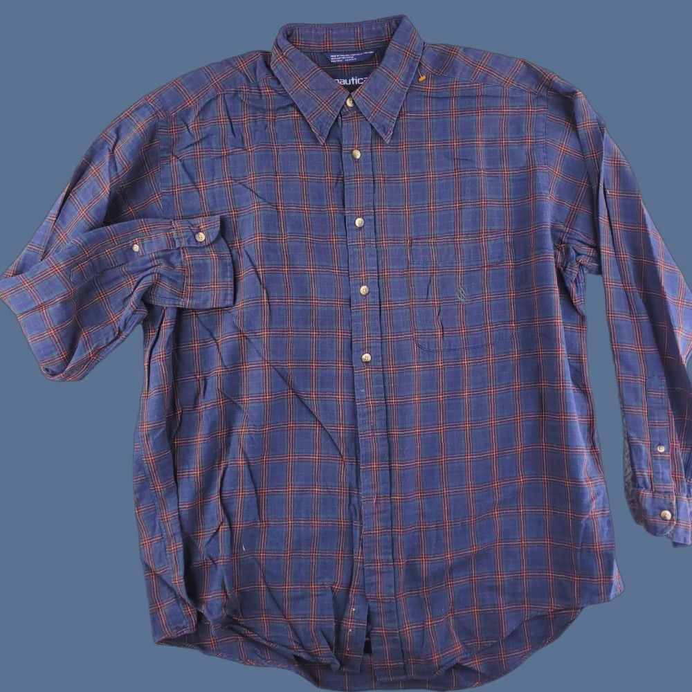 Nautica VINTAGE Nautica Shirt Mens XL 2XL Baggy Oxford Flannel Plaid Long Sleeve Button Size US XL / EU 56 / 4 - 1 Thumbnail