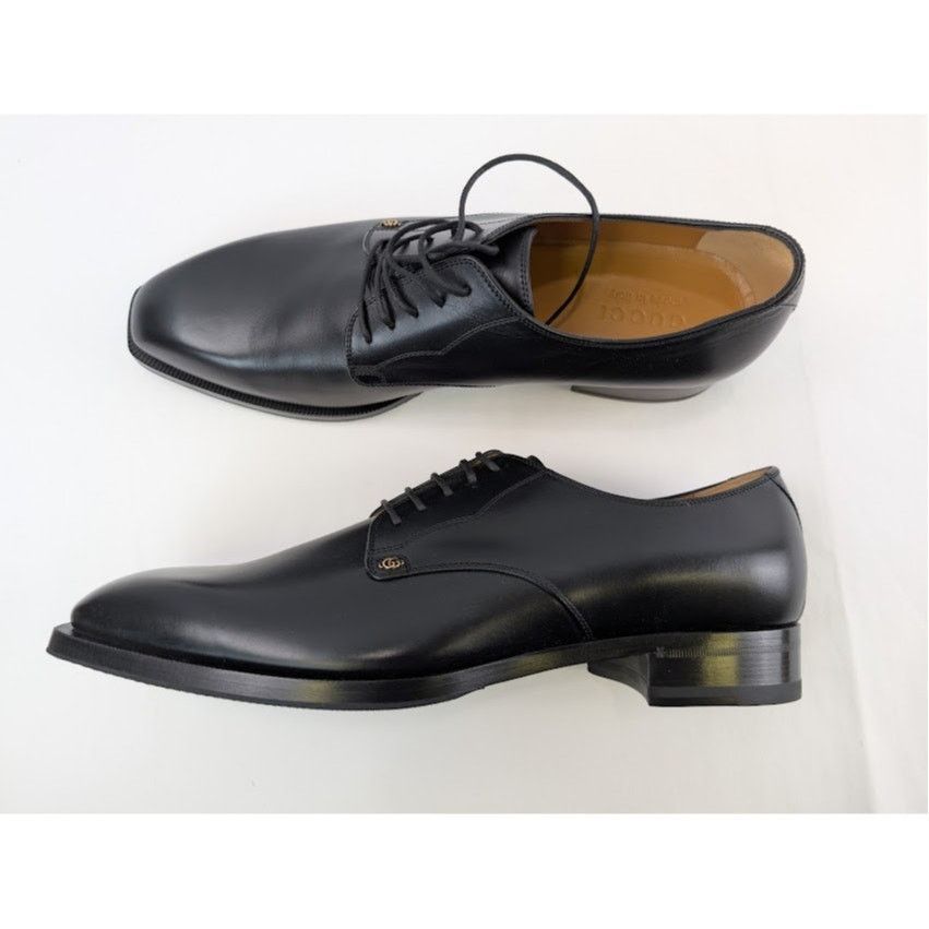Gucci o1rshd1 Leather New Waxed Calf Lace Up Boots in Black Size US 12 / EU 45 - 1 Thumbnail