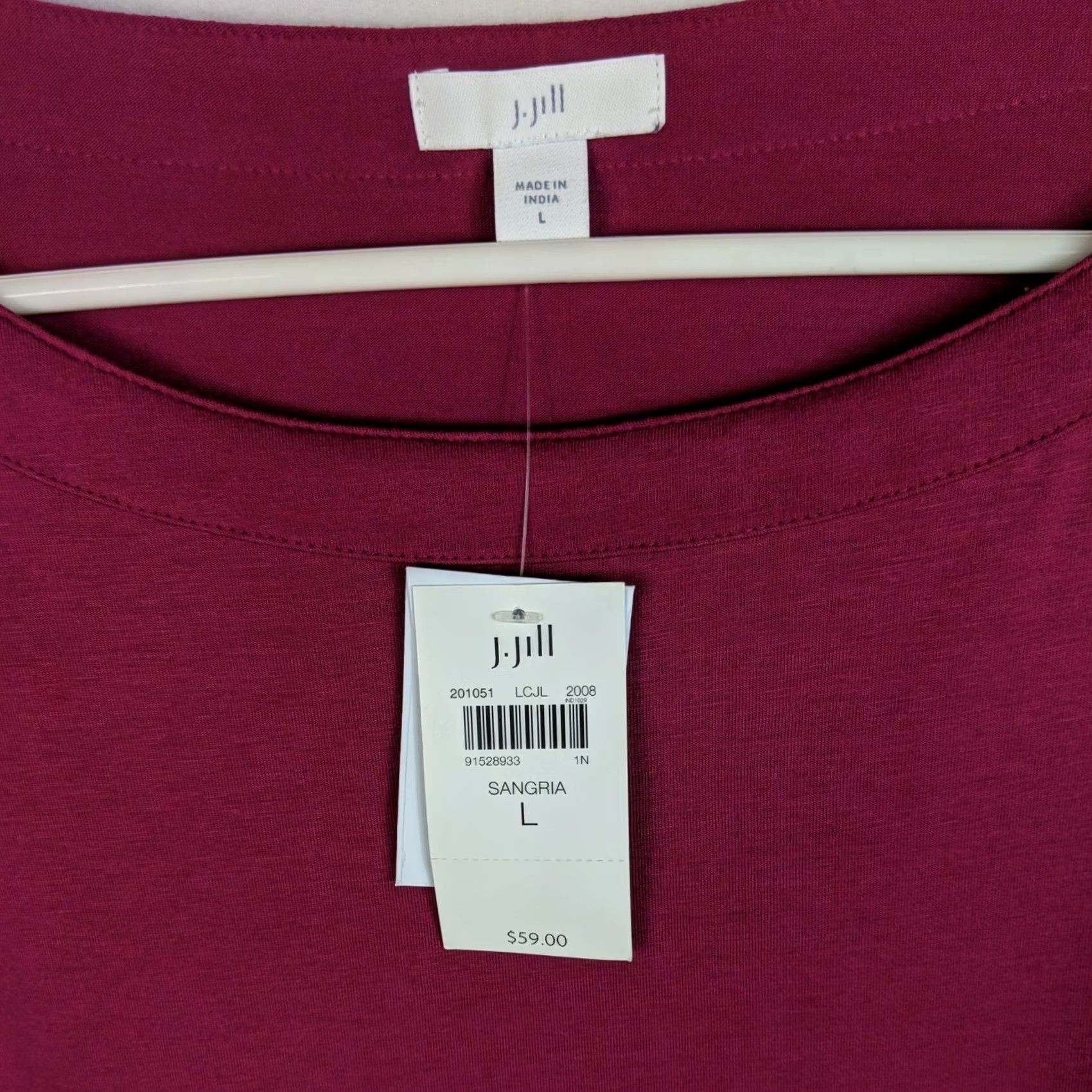 J. Jill J Jill Women's L cotton knit top 3/4 sleeve burgundy Sangria NWT Boxy Pullover Shirt Womens Size L / US 10 / IT 46 - 6 Thumbnail