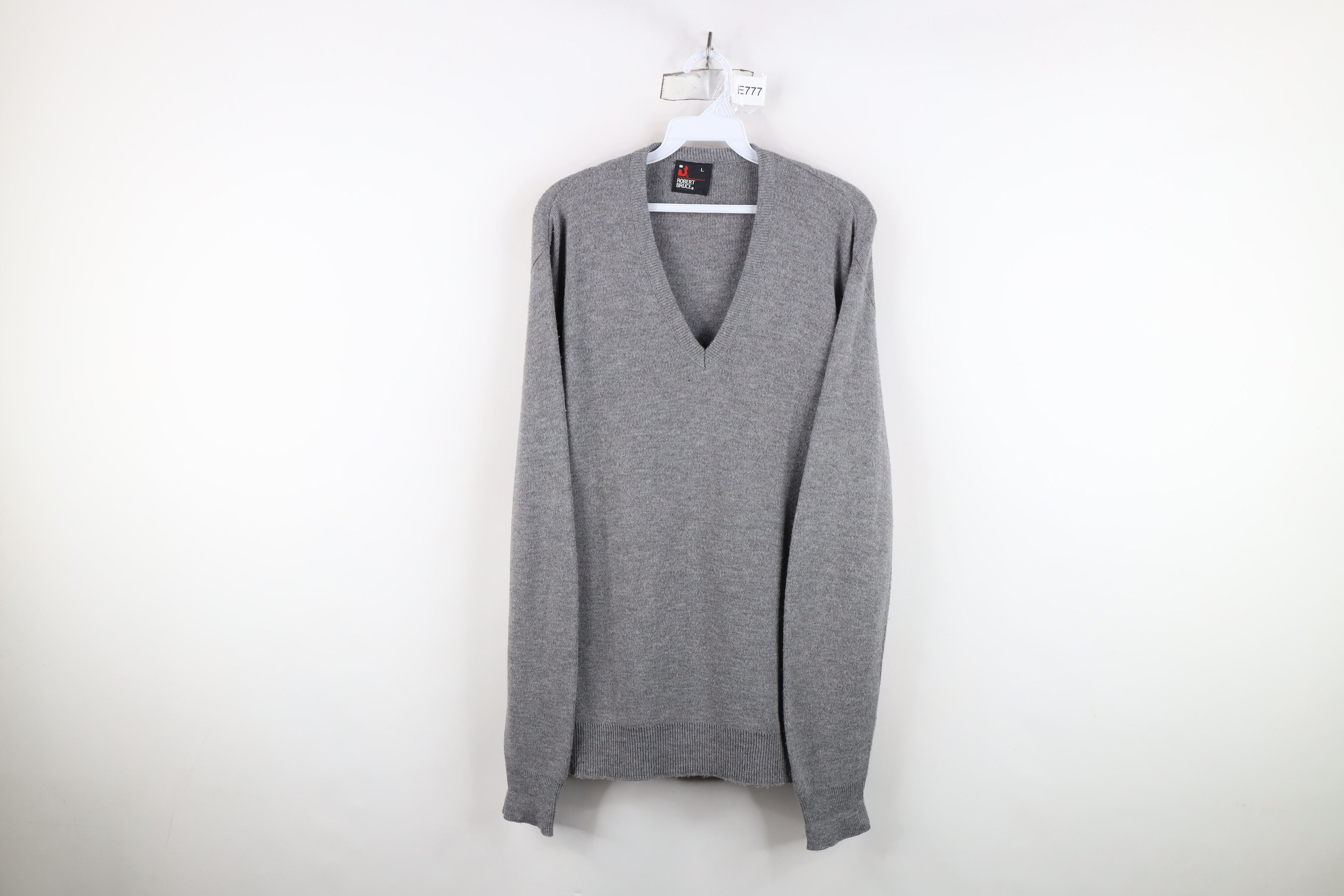 Vintage Vintage 70s Streetwear Knit V-Neck Sweater Heather Gray USA Size US L / EU 52-54 / 3 - 1 Thumbnail
