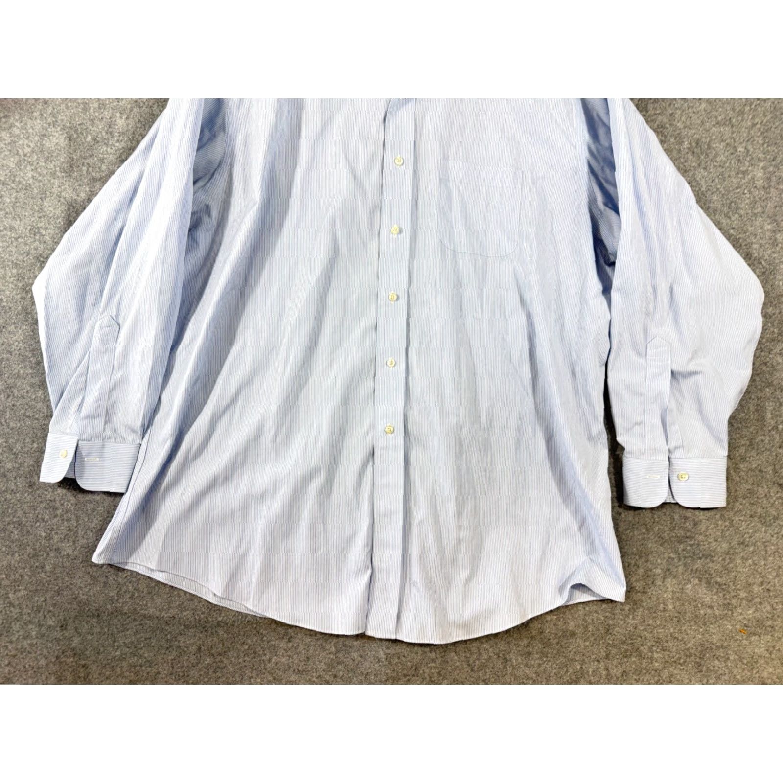 Brooks Brothers Brooks Brothers Regent Dress Shirt Mens 18-34 Blue Pinstriped Non-Iron Stretch Long Sleeve Regular Size 18 Chest 55in Blue Boys Mens? Size 48R - 4 Thumbnail