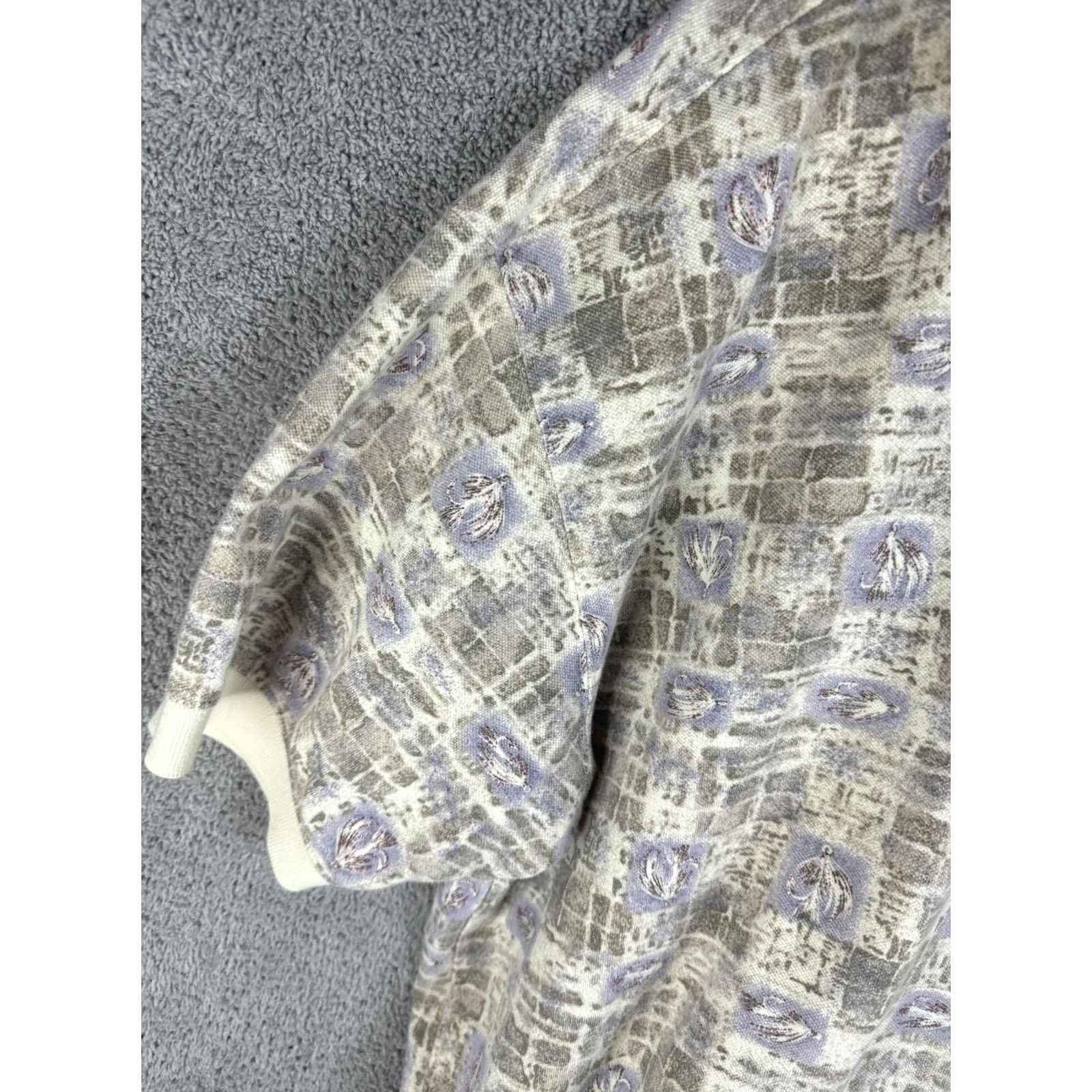 Vintage VINTAGE Woolrich Polo Shirt Mens XL Beige Purple Abstract Knit 90s Pattern Geometric Button Neck Collared Short Sleeve Mens Size US XL / EU 56 / 4 - 2 Thumbnail
