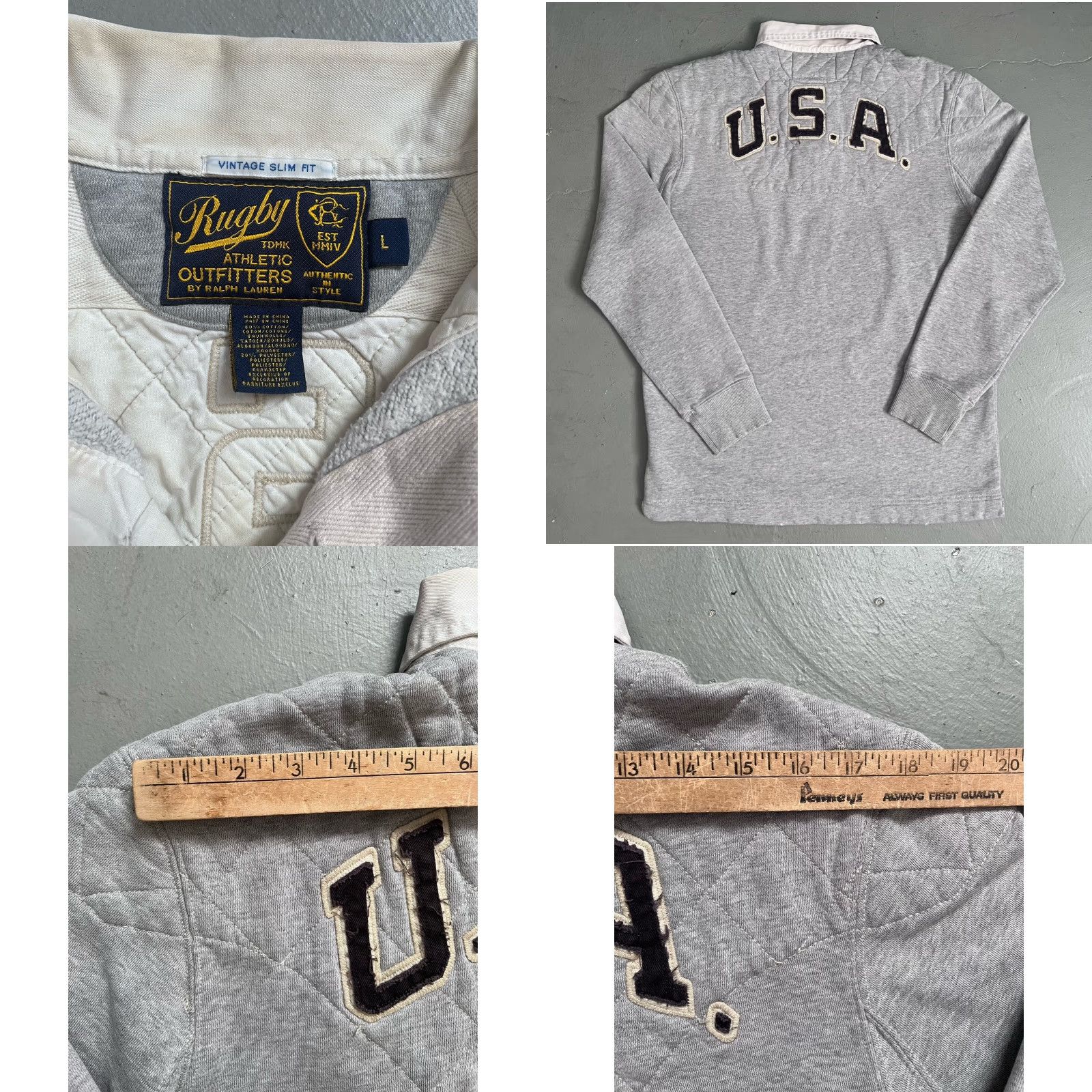Ralph Lauren Ralph Lauren Rugby Shirt Large USA Quilted RLFC Cross Flags Shield Button-Up Unisex Adults Long Sleeve Multicolor Size US L / EU 52-54 / 3 - 8 Thumbnail