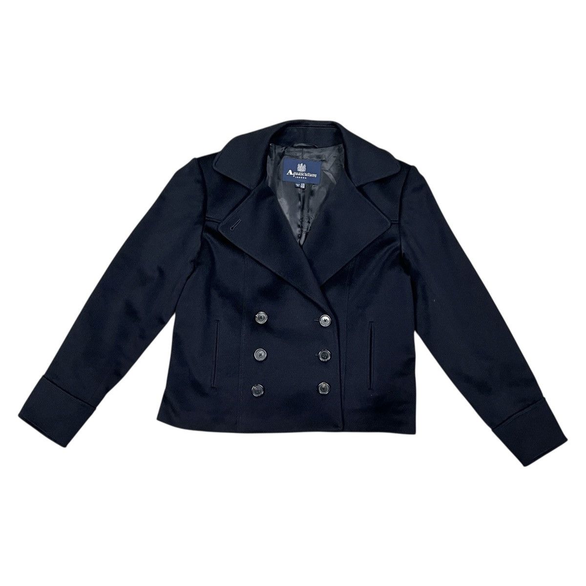 Aquascutum Aquascutum Black Double Breasted Wool Peacoat Jacket Size XL / US 12-14 / IT 48-50 - 1 Thumbnail
