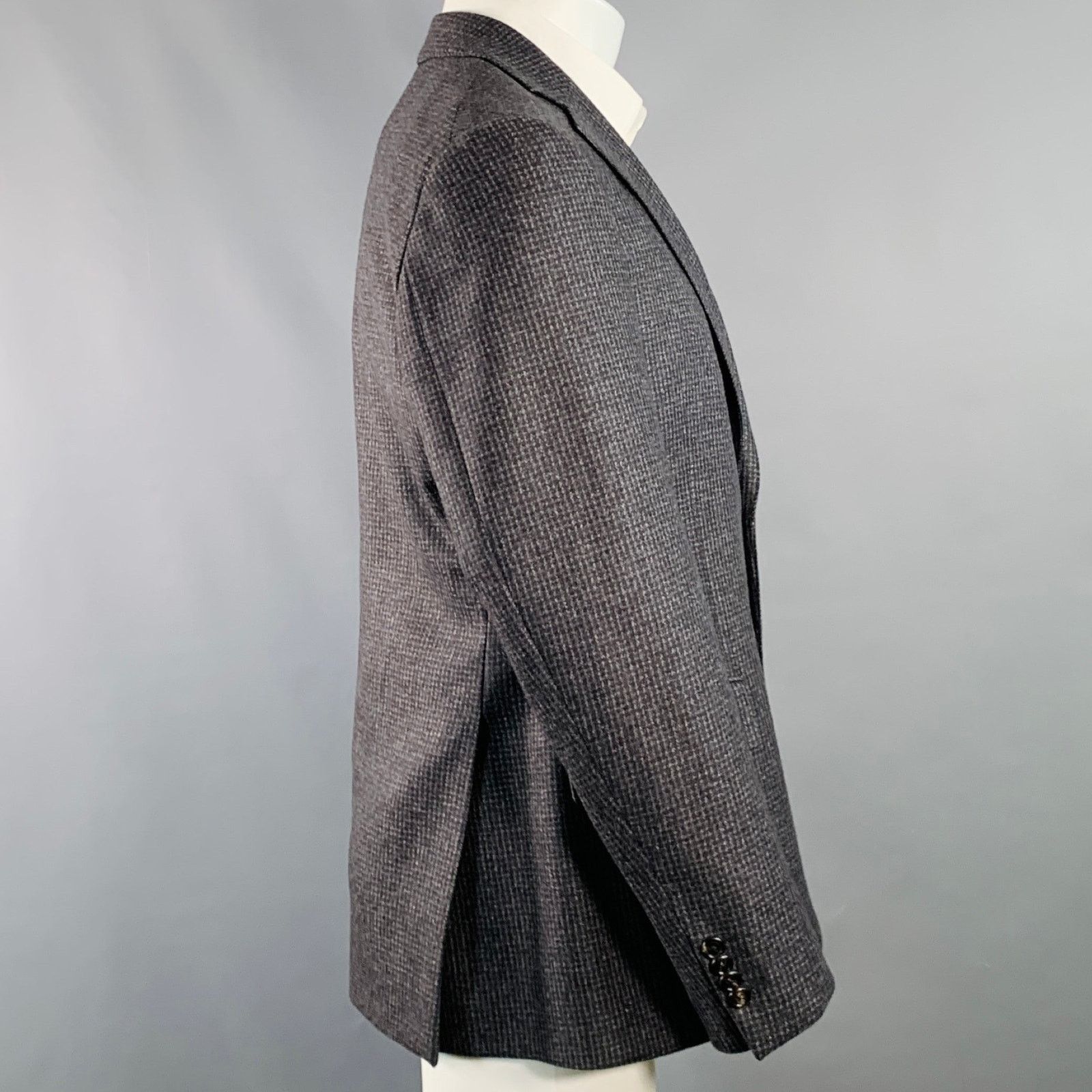 Other LUIGI BIANCHI Grey Charcoal Checkered Notch Lapel Sport Coat Size 40R - 4 Thumbnail