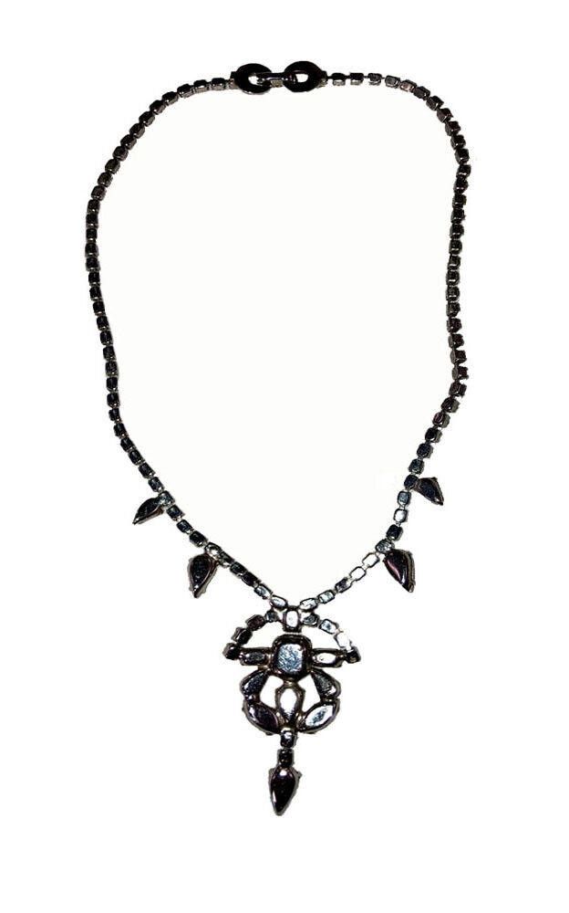 Designer Vintage Costume Clear Rhinestone Pearl Lavalier Necklace Size ONE SIZE - 3 Thumbnail