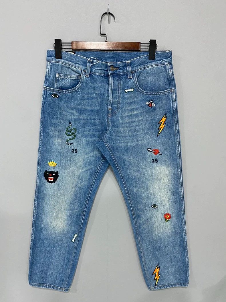 Gucci Embroidered Denim Pants