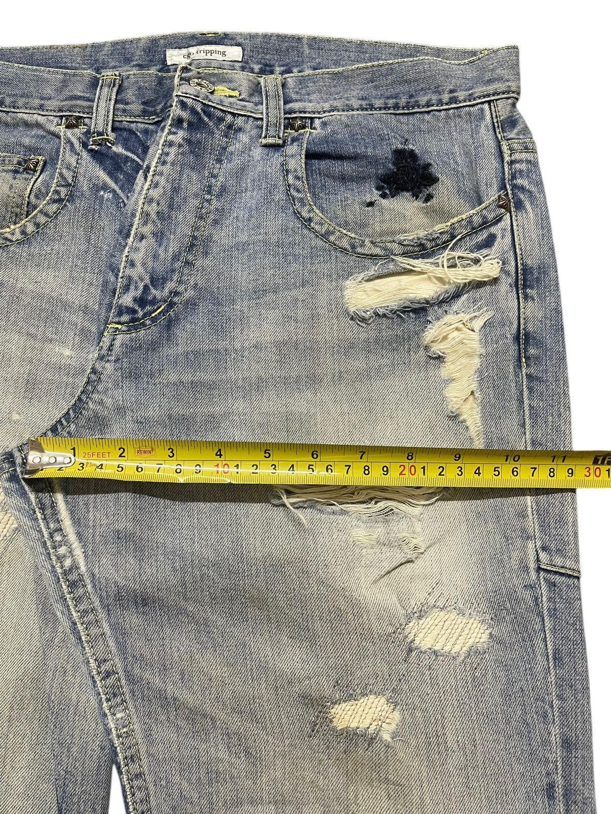 Ego Tripping Vintage Japan Ego Tripping Faded Distressed Flare Jeans Size US 32 / EU 48 - 14 Thumbnail