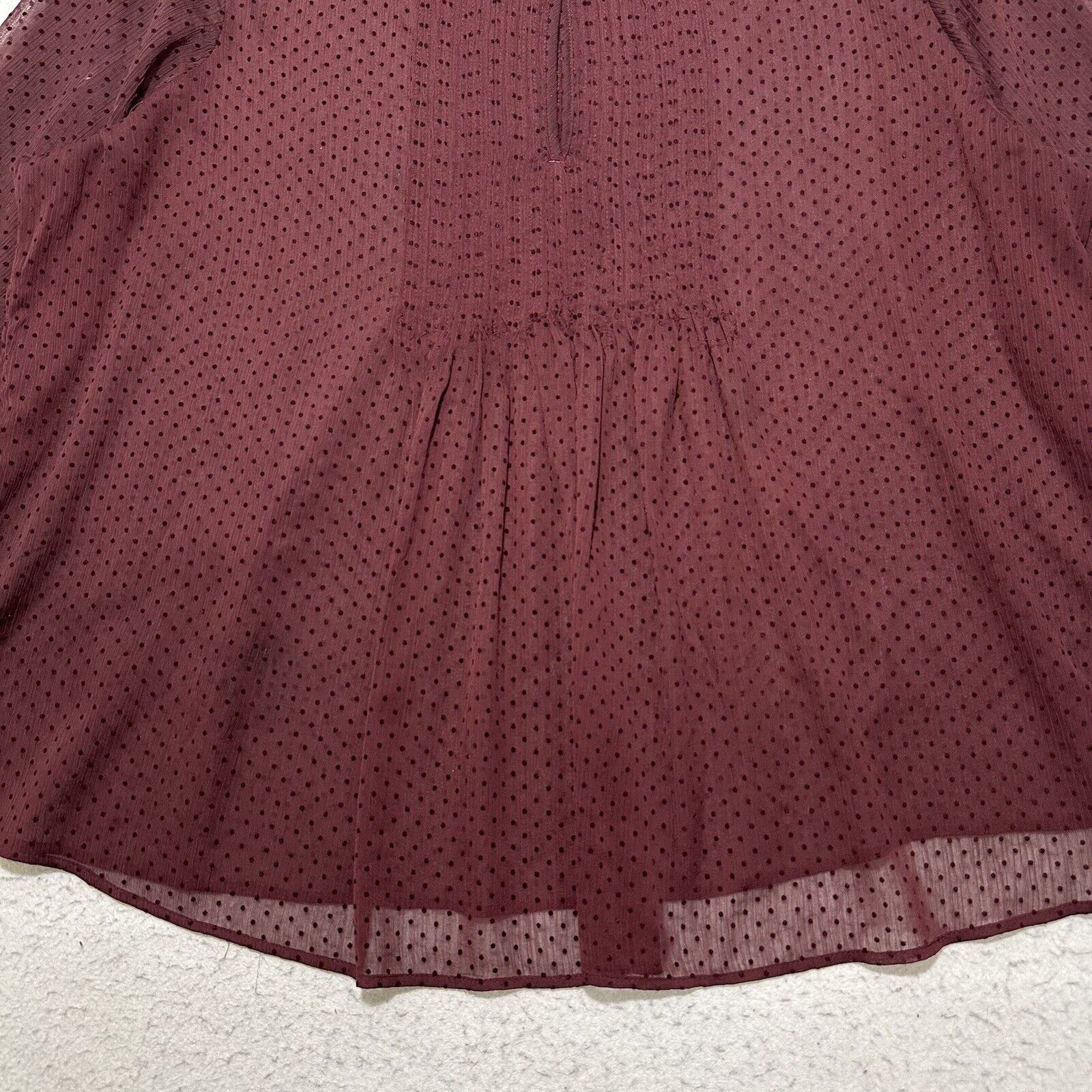 Old Navy Old Navy XXL Relaxed Crepe Burgundy Polka Dot Sheer Blouse Size XXL / US 16-18 / IT 52-54 - 5 Thumbnail