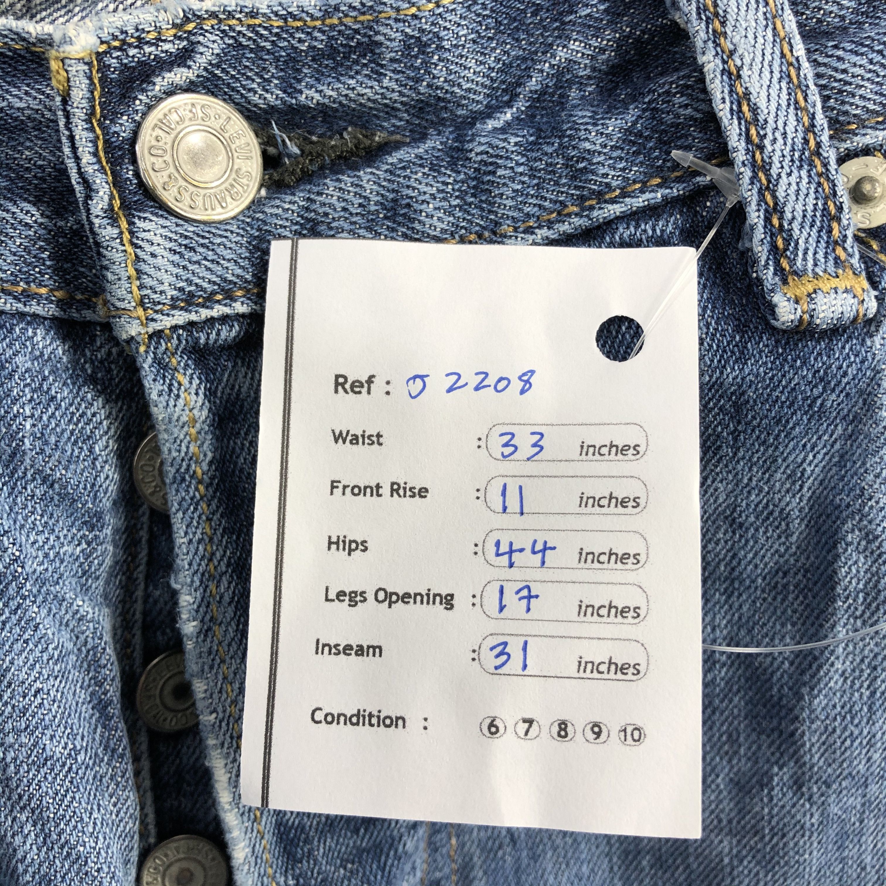 Levi's Vintage Blue Wash Levis 501 Jeans-J2208 Size US 33 - 20 Thumbnail
