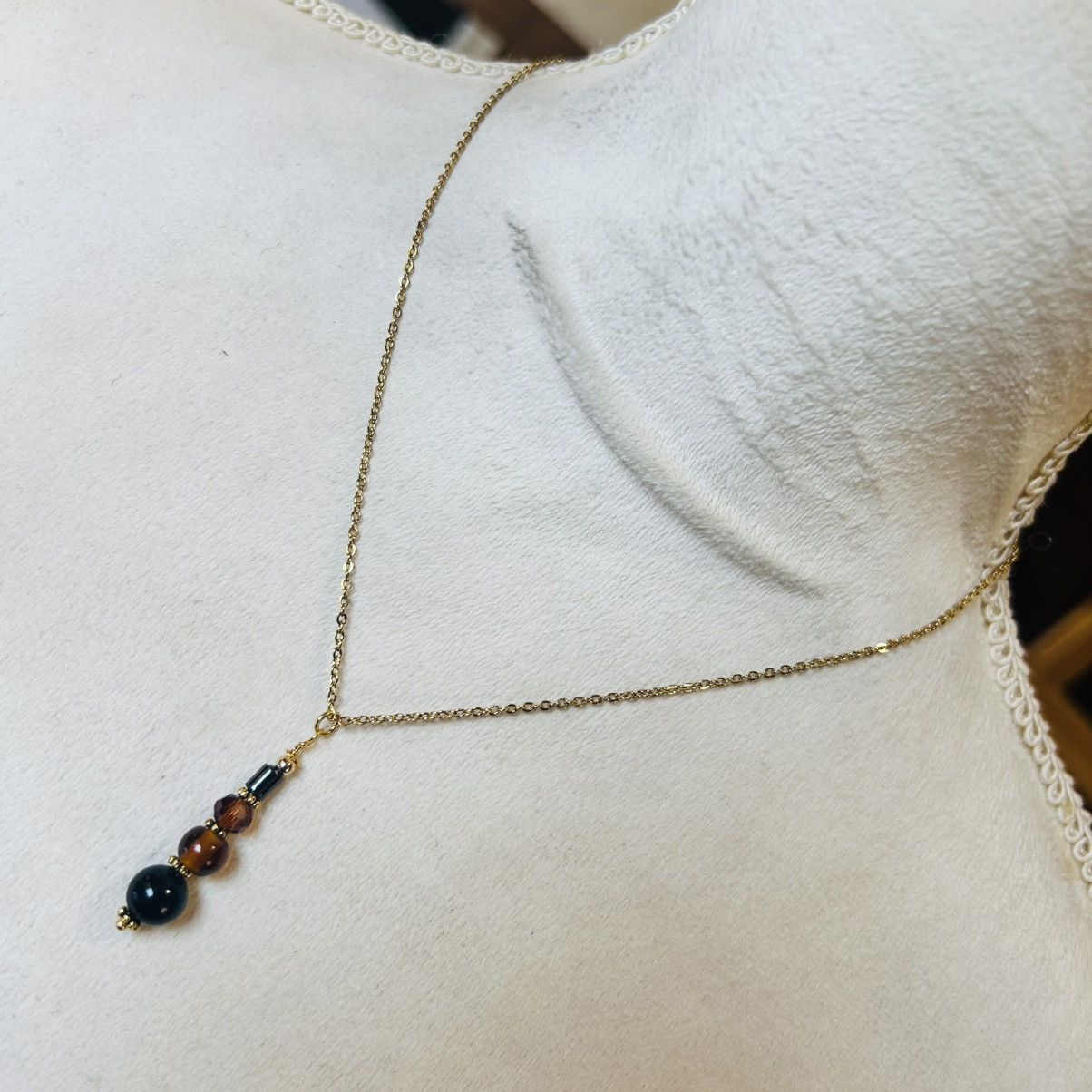 Handmade Handcrafted vintage bead drop pendant on chain necklace Size ONE SIZE - 2 Thumbnail