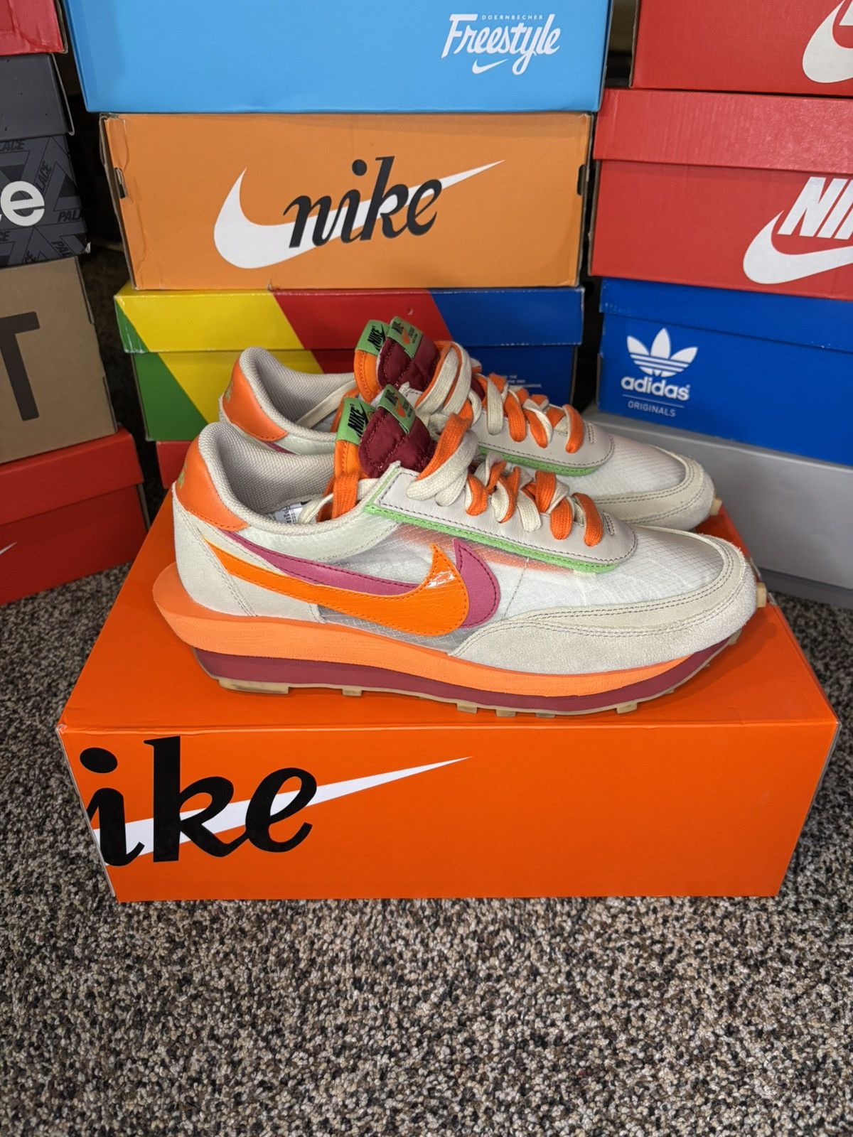 CLOT × Nike × Sacai Sacai X Clot X Nike LDWaffle ‘net orange’ Size US 11 / EU 44 - 4 Thumbnail