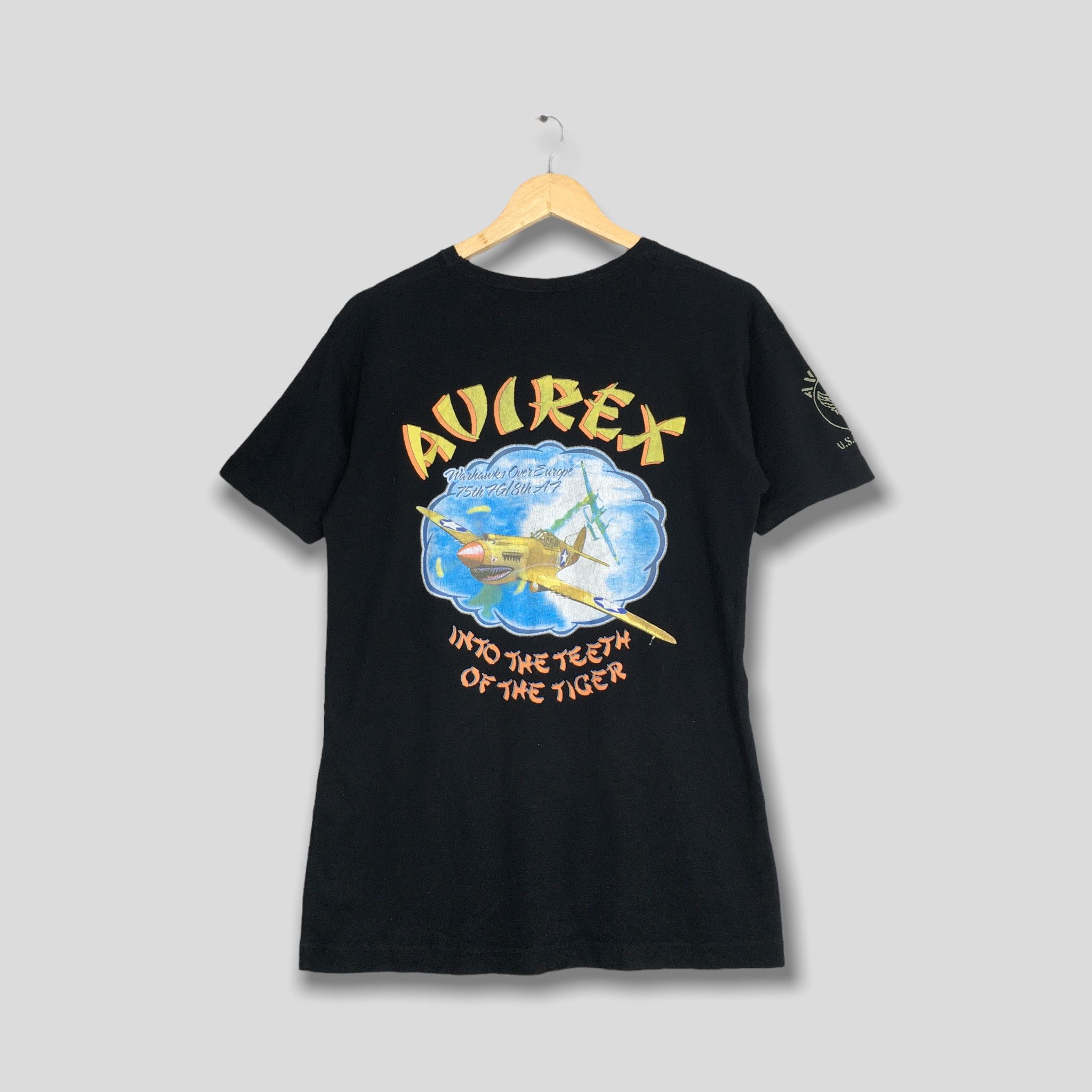image of Vintage Avirex Usa Air Force Usaf Black T Shirt Medium, Men's