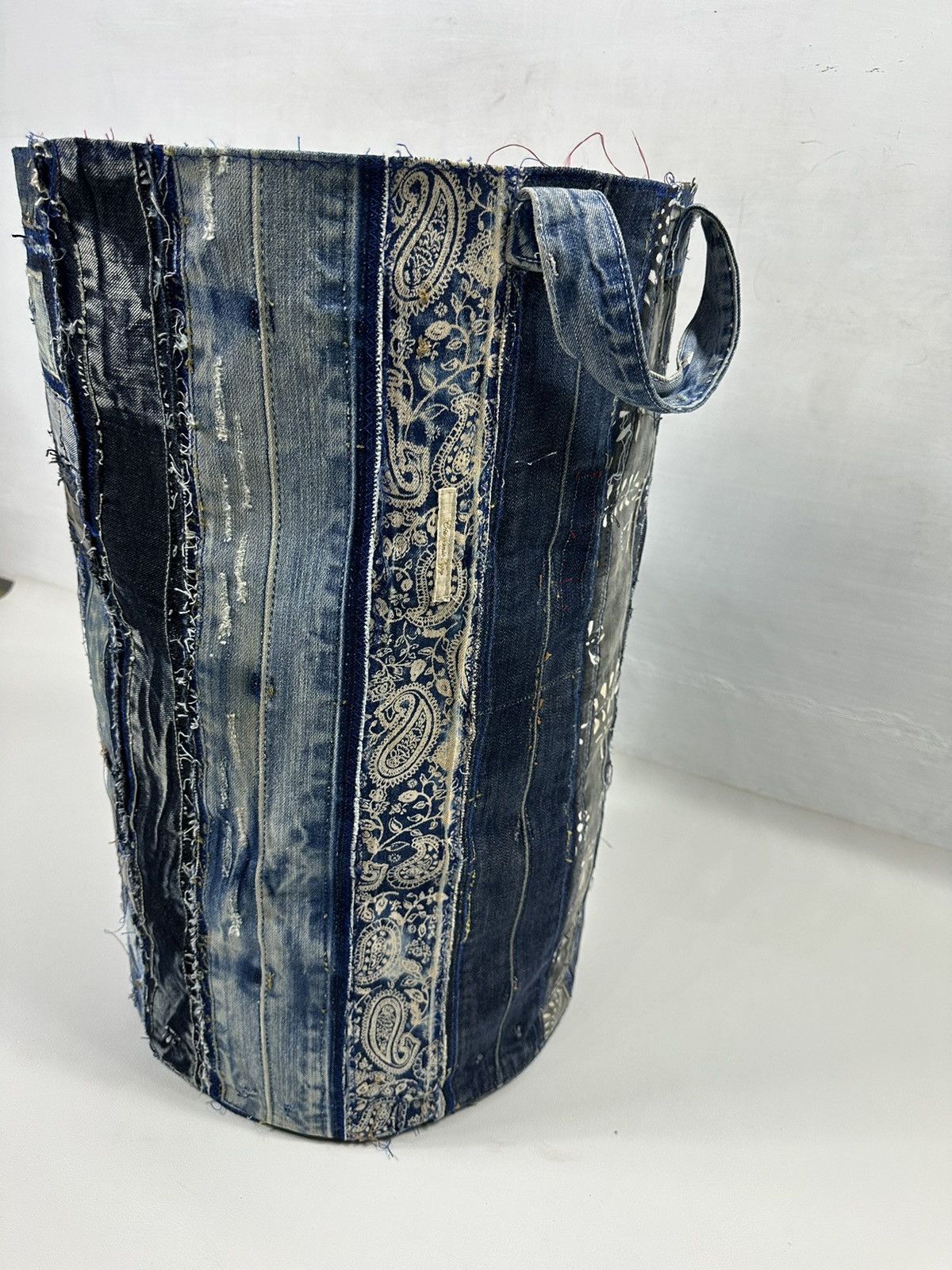 Handmade Custom Made Denim Patchwork Laundry Bag Home Decoration Size ONE SIZE - 5 Thumbnail