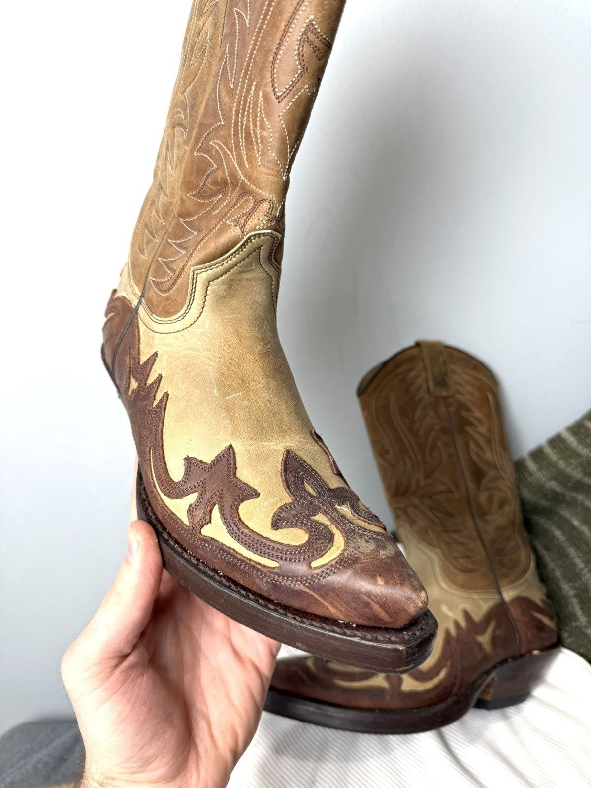Cowboy Equipment 💥Rare! Vintage Sendra Western Leather Cowboy Boots Size US 6 / IT 36 - 12 Thumbnail