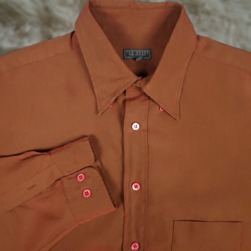 Ted Baker VINTAGE Ted Baker Button-Up Shirt Brown Size 3 Long Sleeve Casual Mens Size US S / EU 44-46 / 1 - 1 Thumbnail