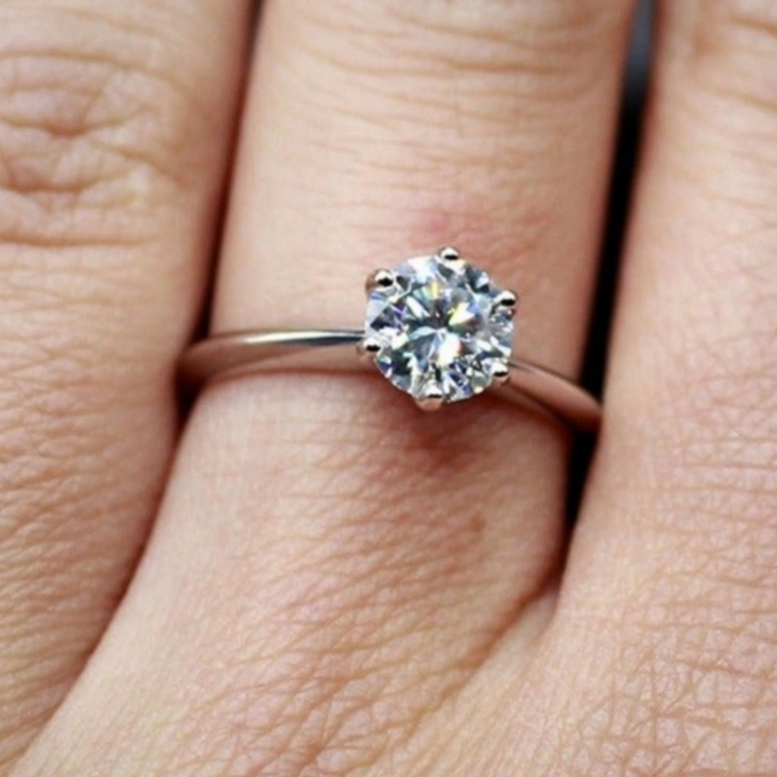 Other Round Cut Ring Knife Edge Solitaire Silver 9 NWT Size ONE SIZE - 4 Thumbnail