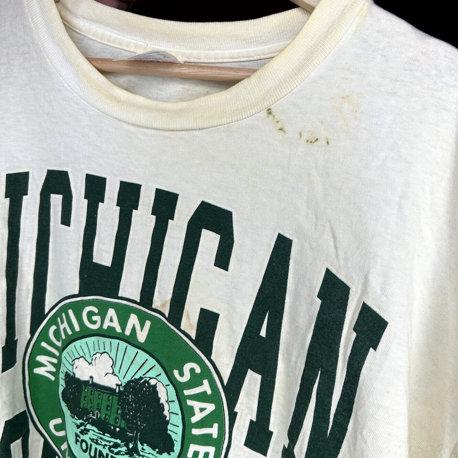 TEE JAYS × Vintage Vintage 90s Michigan State T-Shirt Super stained XL Size US XL / EU 56 / 4 - 4 Thumbnail