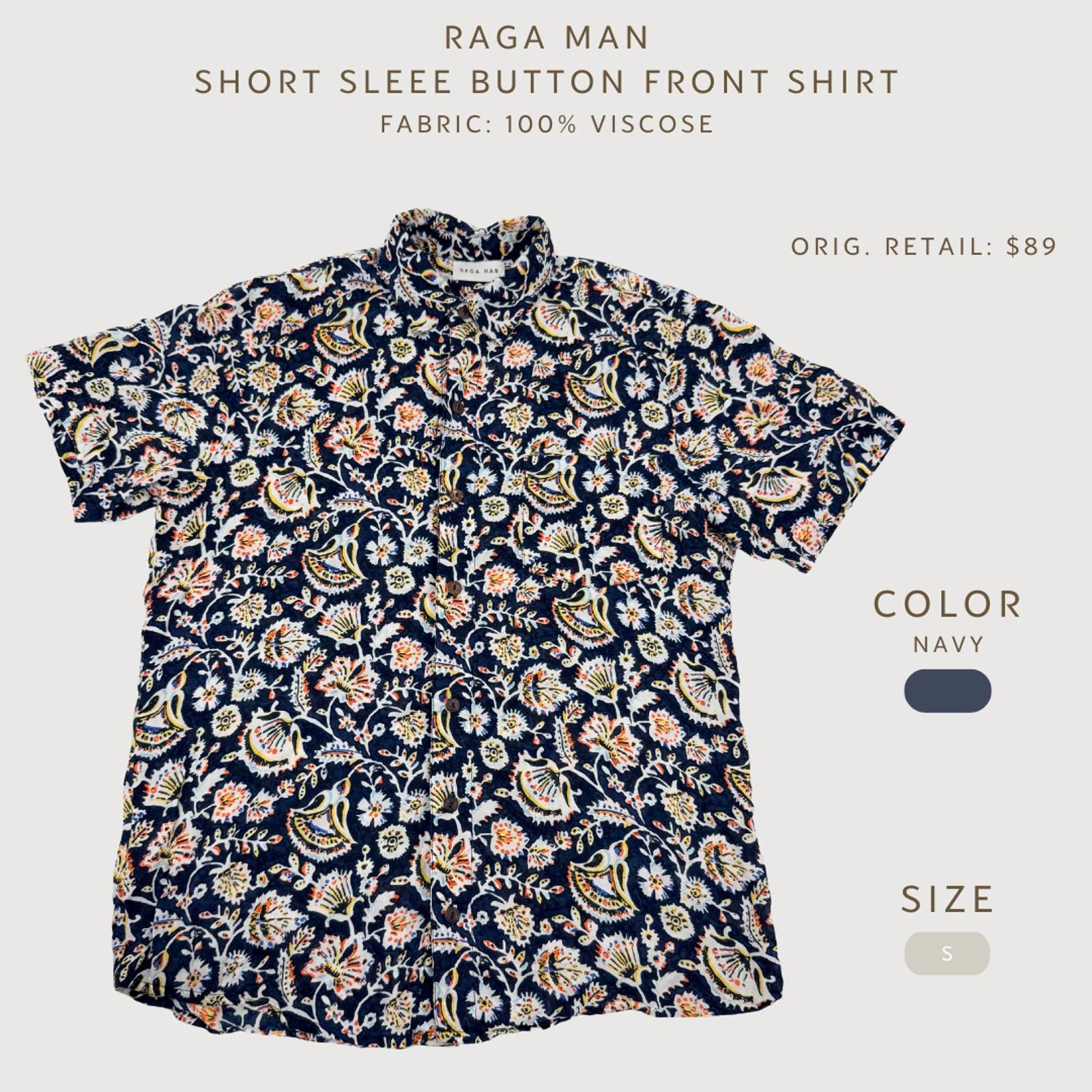 Other Raga Man Navy Floral Paisley Button Shirt S Size US S / EU 44-46 / 1 - 2 Thumbnail