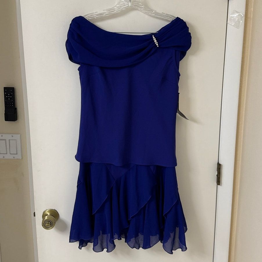 Other NWT SL Fashions 10P Purple Chiffon 2 Piece Dress Skirt & Top Size L / US 10 / IT 46 - 11 Thumbnail