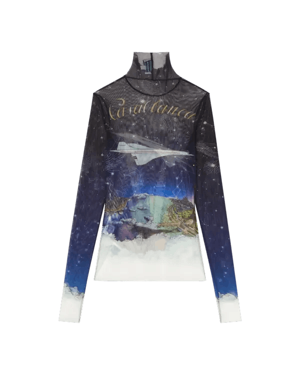 Casablanca o1mle0326 Printed Mesh Top High Neck in Multicolor Size US XL / EU 56 / 4 - 4 Thumbnail