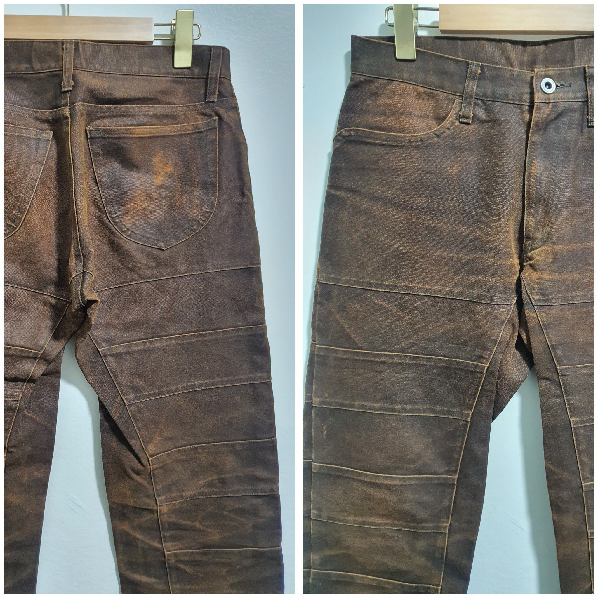 Japanese Brand THE DIFFERENT 30”/39.5” RARE DESIGN WAX JEANS Size US 30 / EU 46 - 4 Thumbnail
