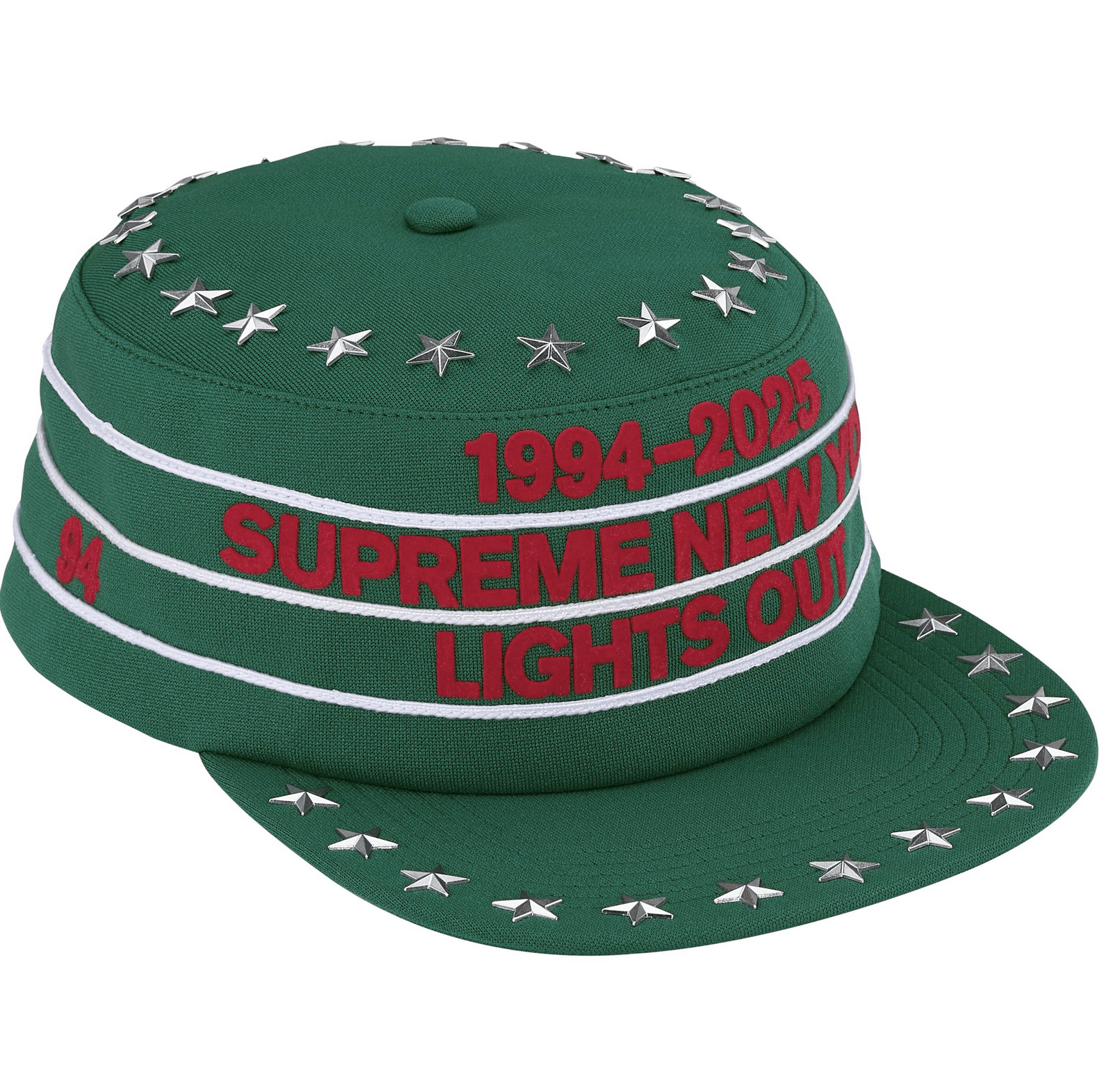 Supreme Stars Studded Pillbox Hat in Dark Green