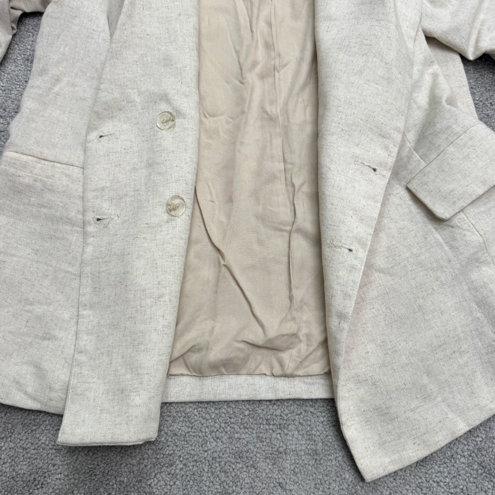 Vintage Gilli Blazer Jacket Womens Small Linen Beige Cream Double Breasted Size S / US 4 / IT 40 - 4 Thumbnail
